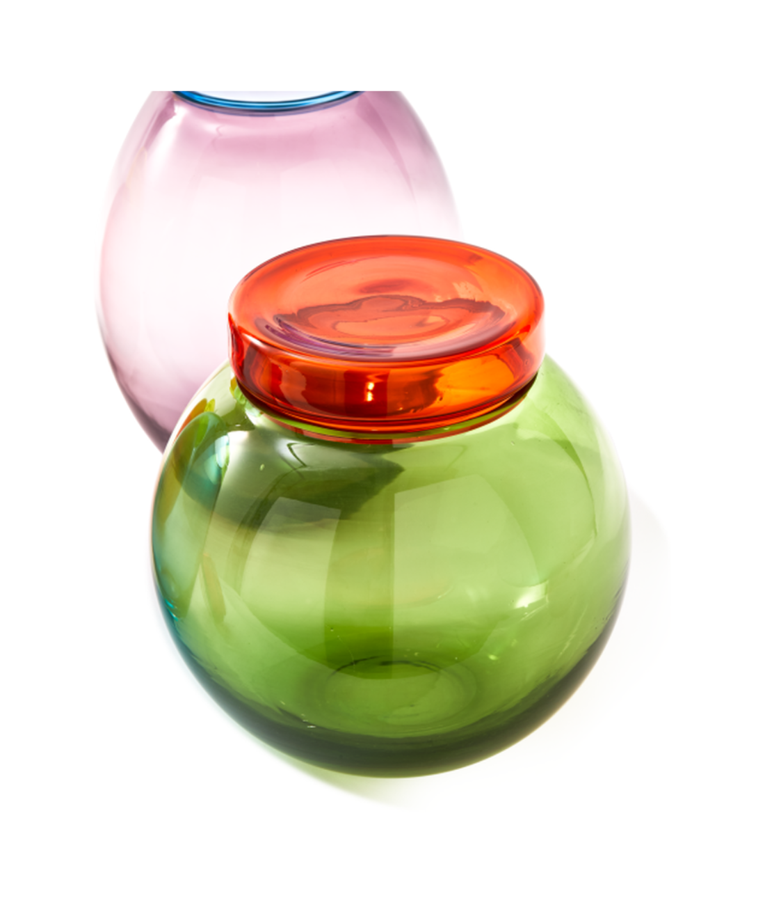 Set of jars BLOATED CAPS AND JARS colorful glass