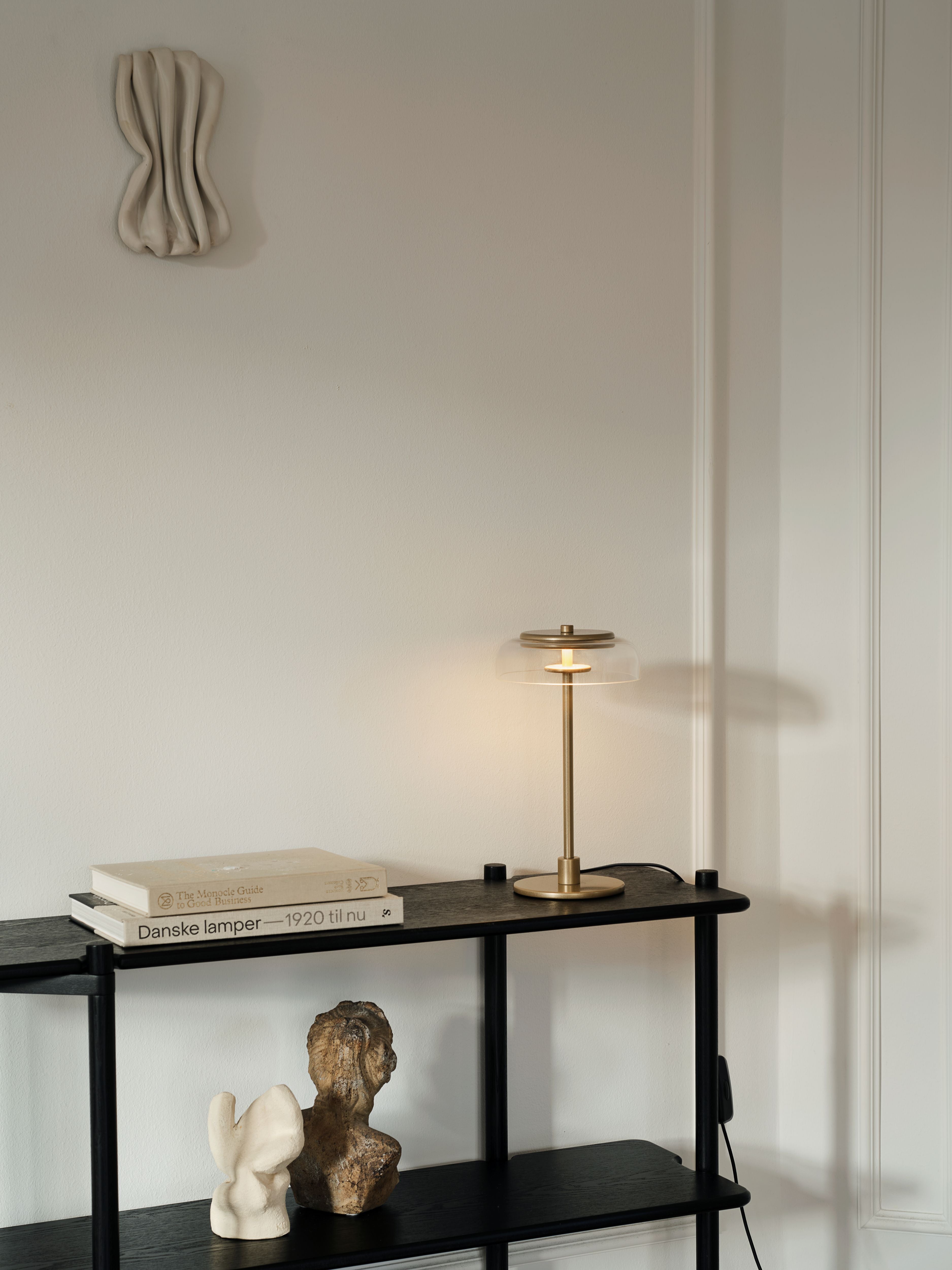 Stolná lampa BLOSSI zlatá s priehľadným sklom
