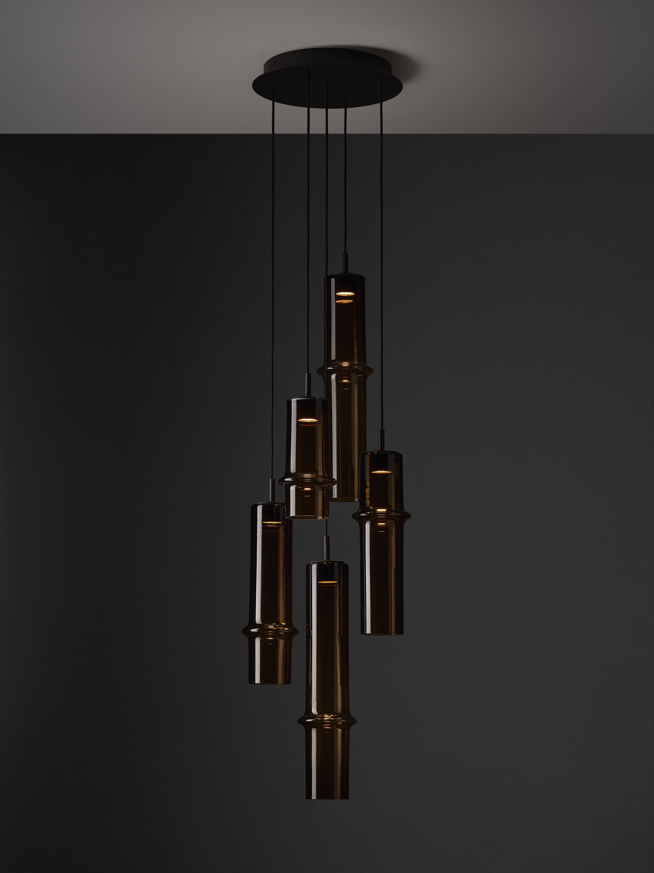 Hanging lamp bamboo forest glass