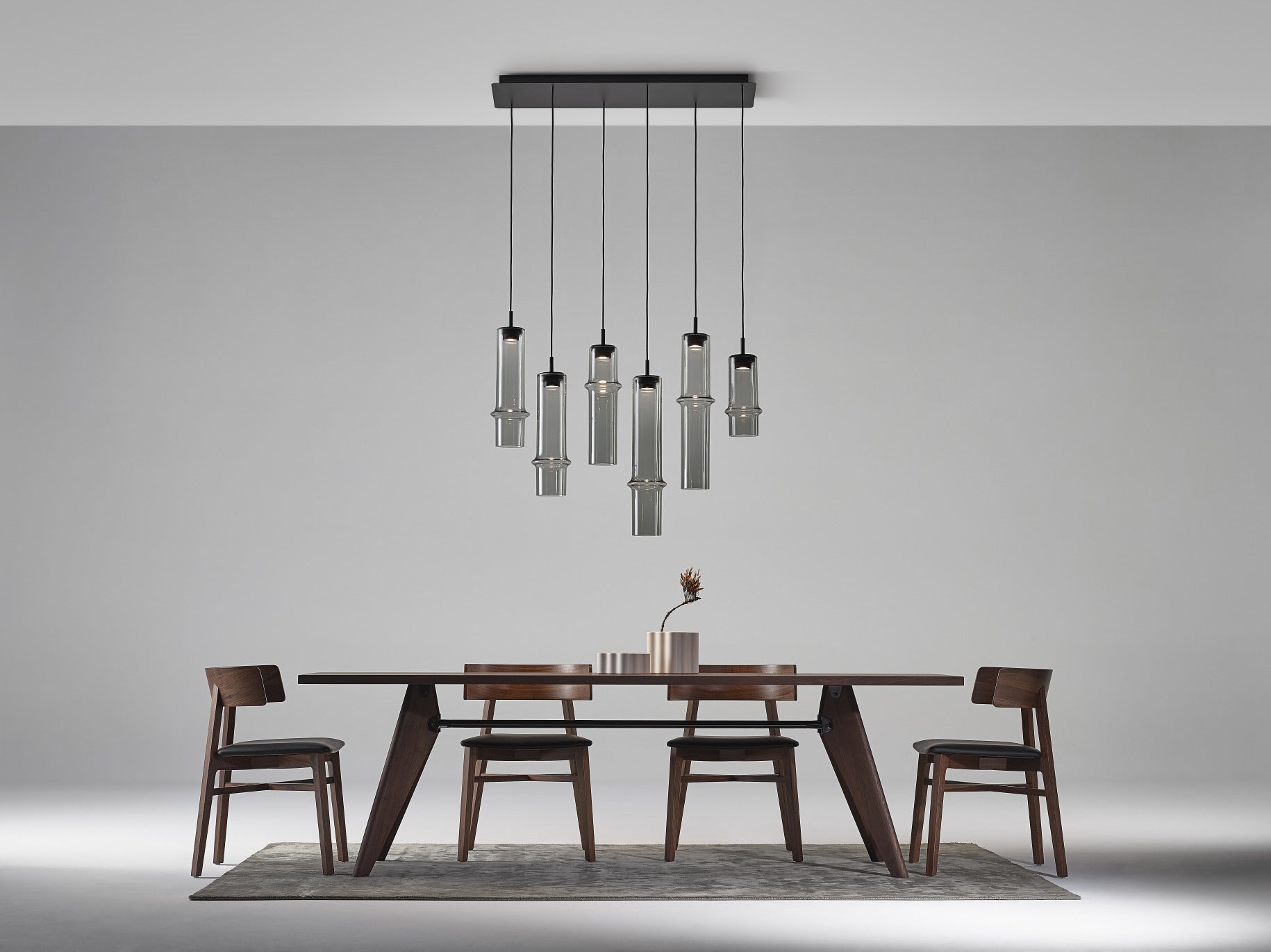Hanging lamp bamboo forest glass