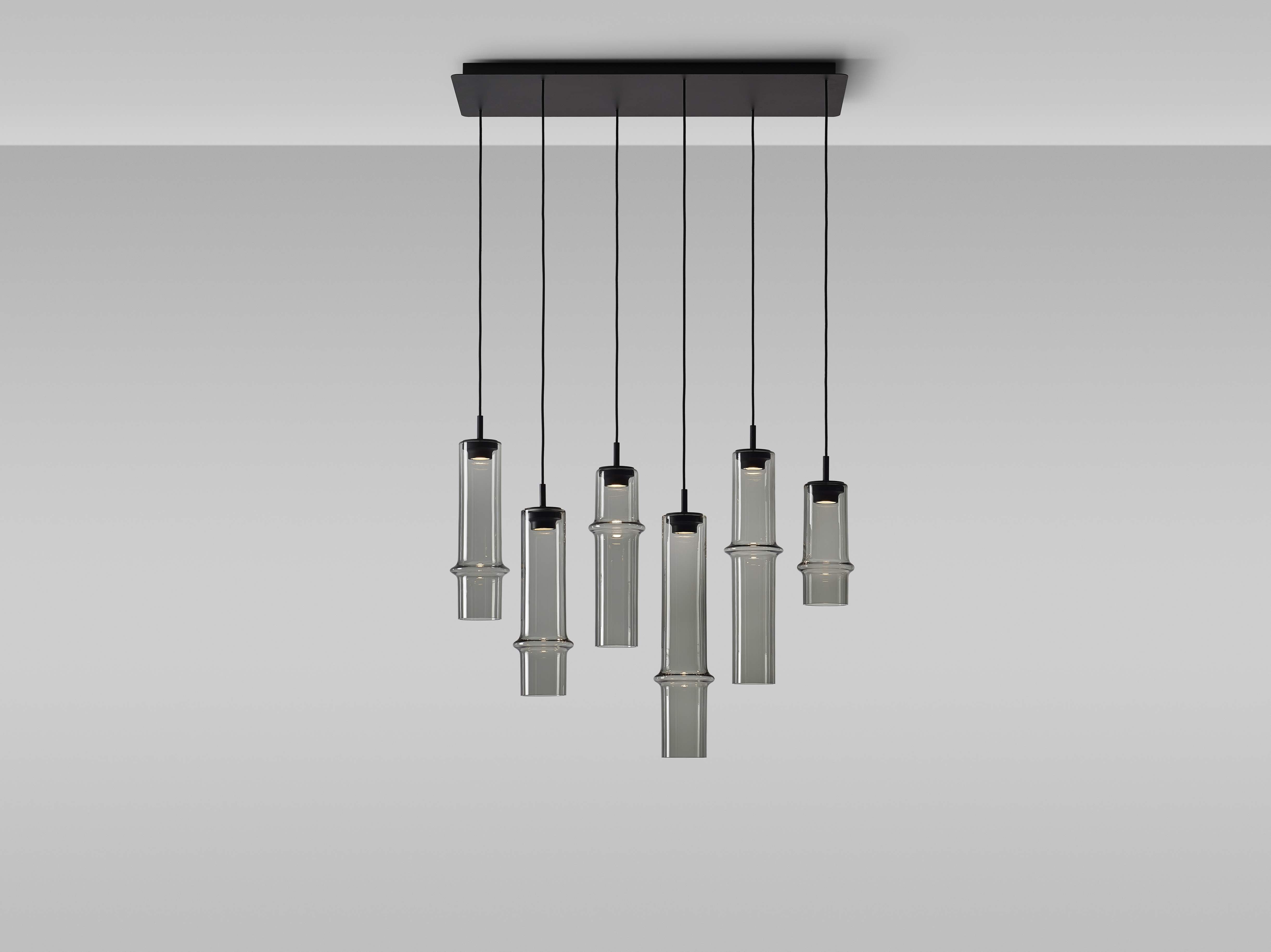 Hanging lamp bamboo forest glass