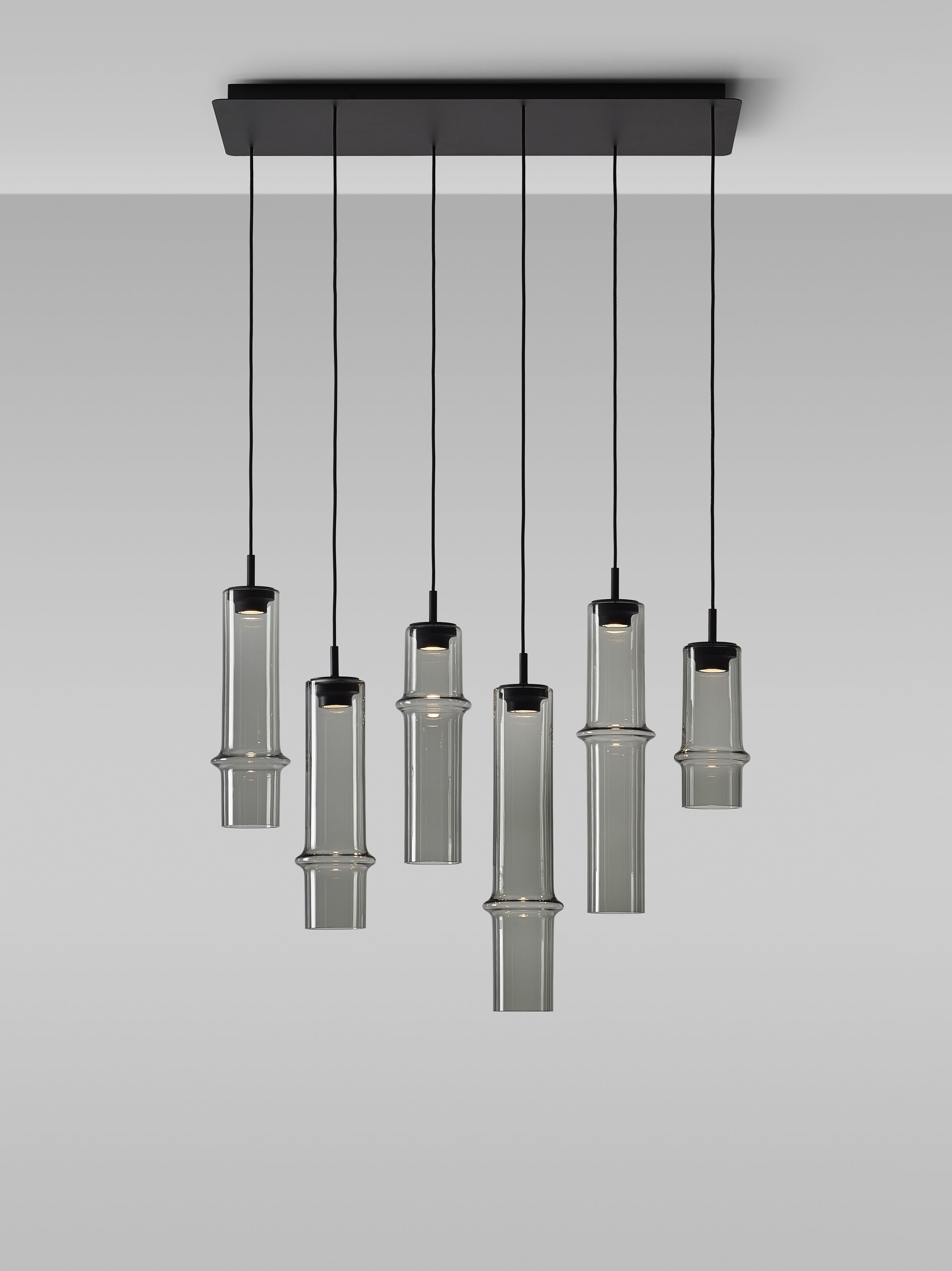 Hanging lamp bamboo forest glass