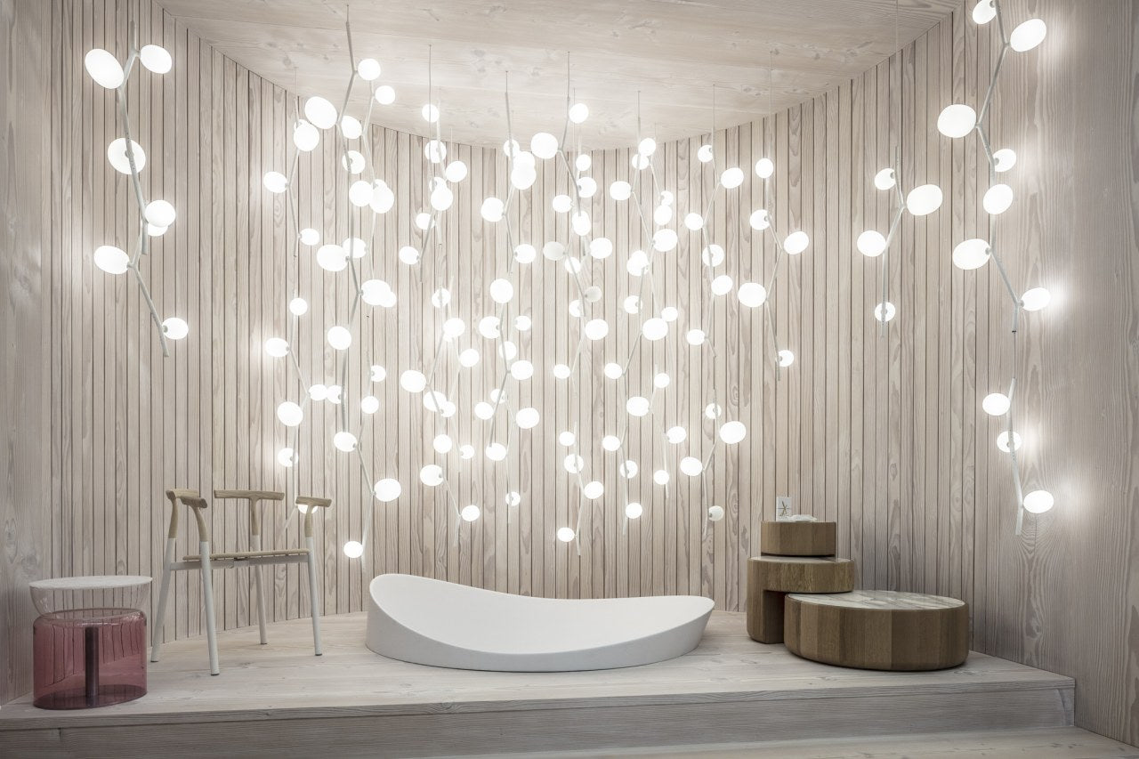 Ivy hanging lamp - vertical matt glass