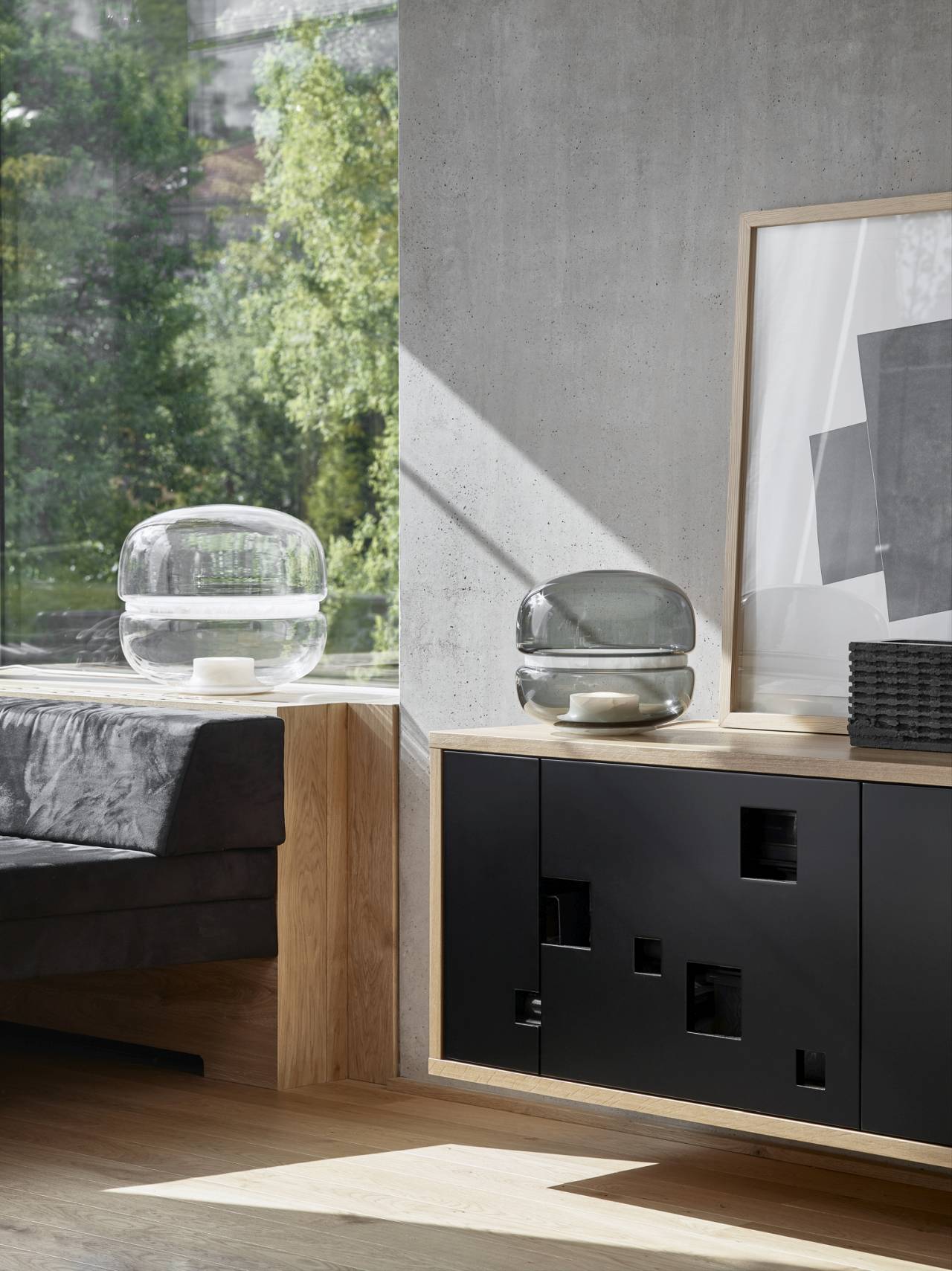 Stolná lampa MACARON M fúkané sklo s onyxom