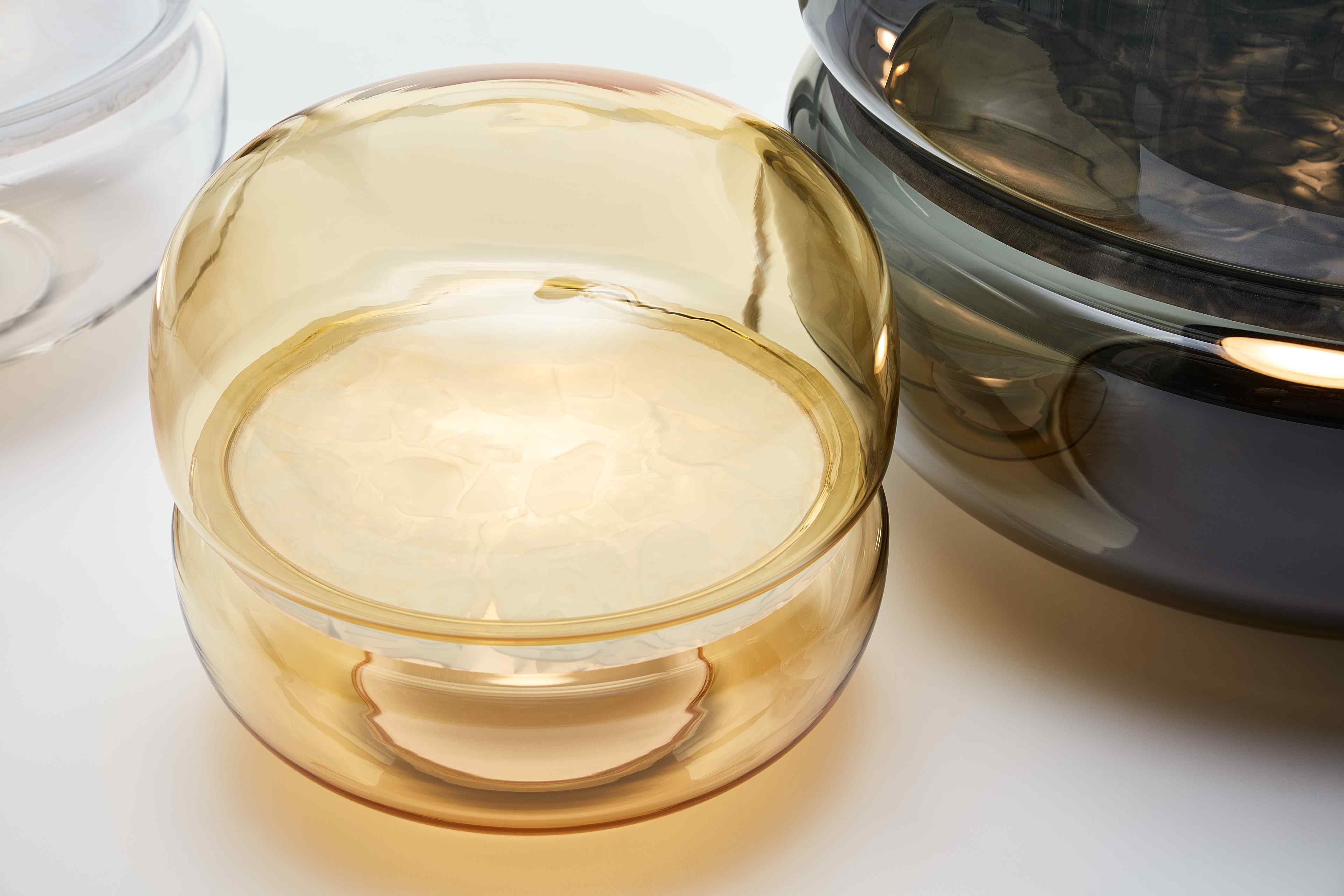 Macaron L table lamp inflatable glass with onyx