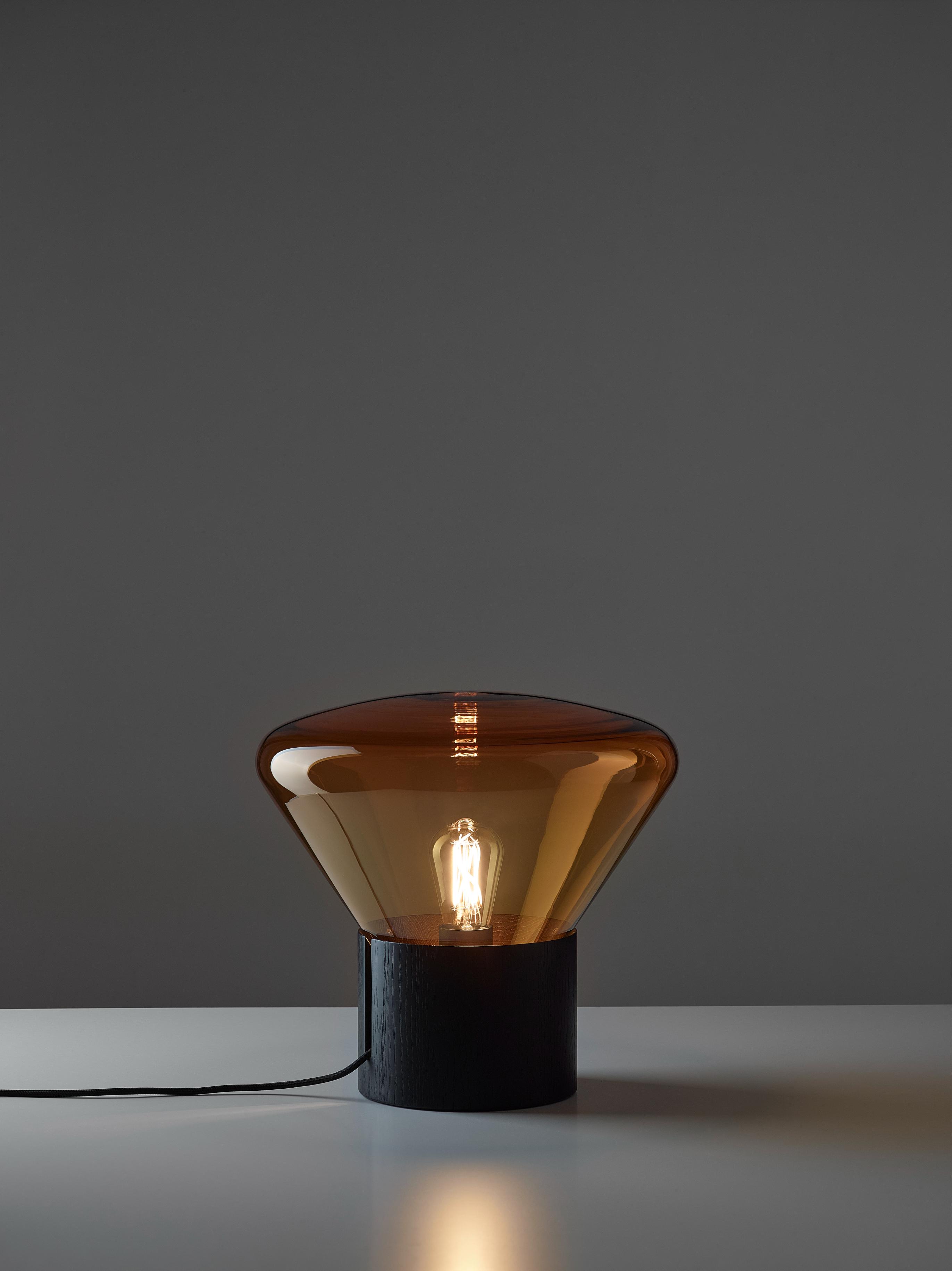 MUFFINS Lamp Black Oak with Smoked Brown Glass - Display Model