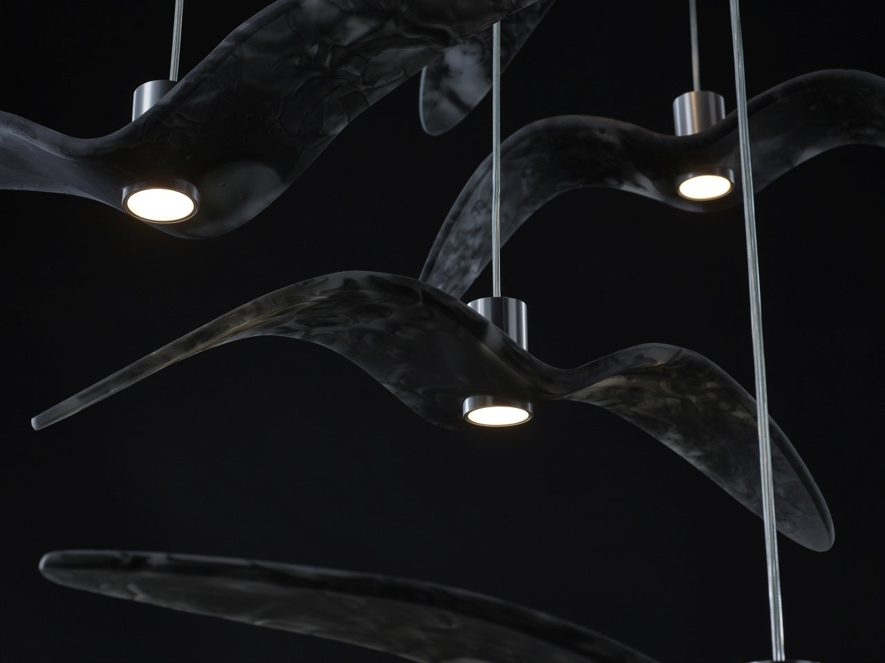 Hanging lamp Night birds glass