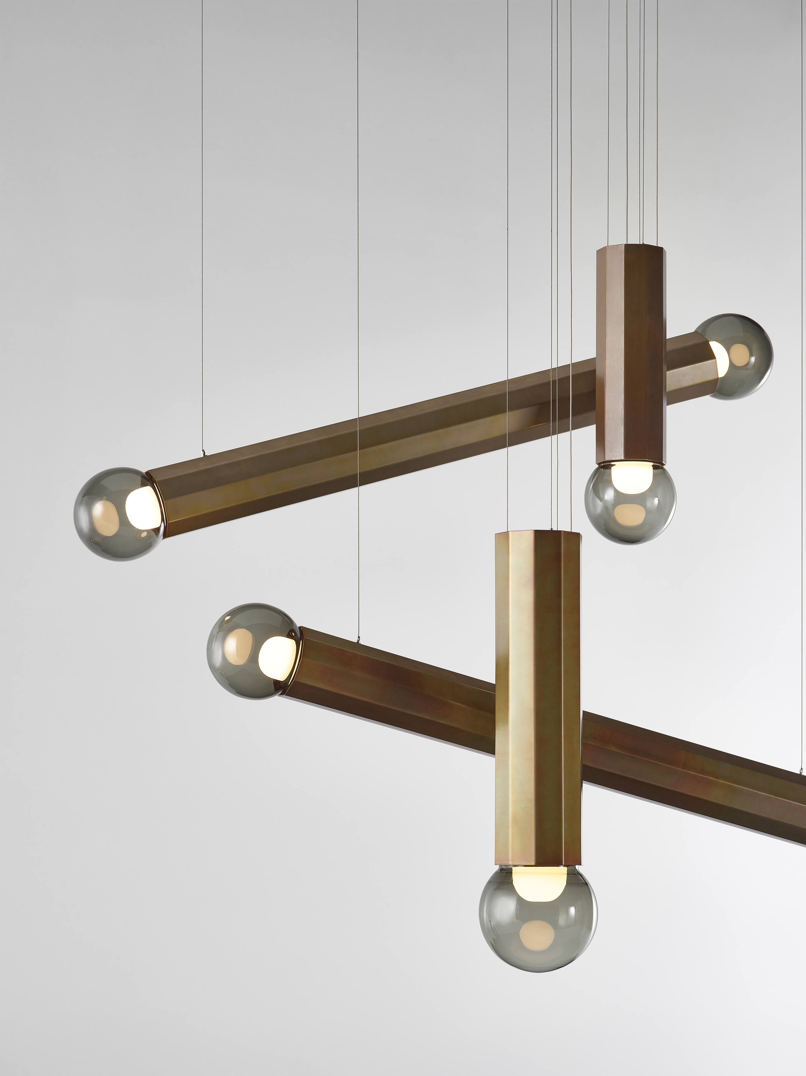 Prisma double hanging lamp metal luminaire