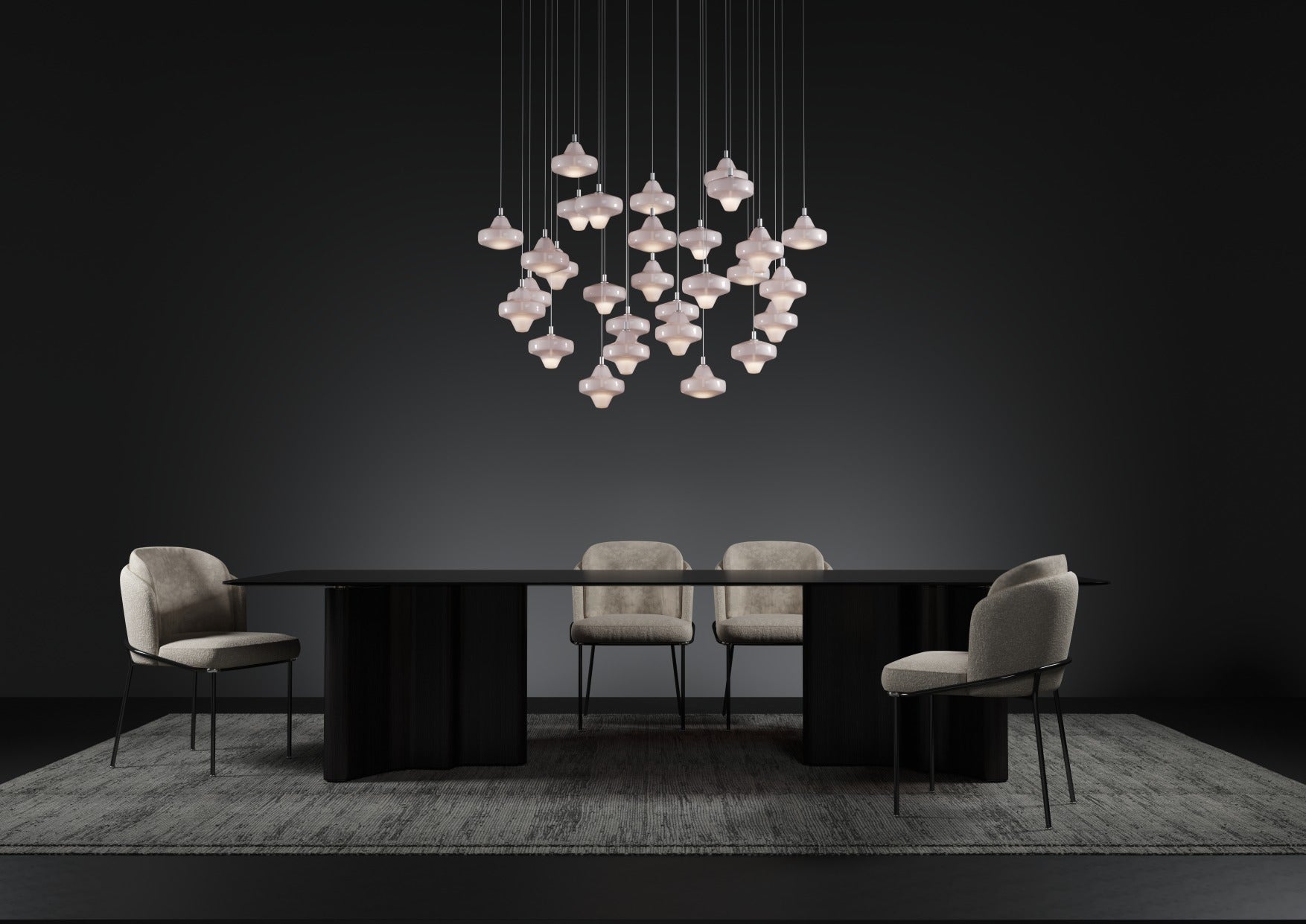 Závesná lampa STARCLOUD z fúkaného skla