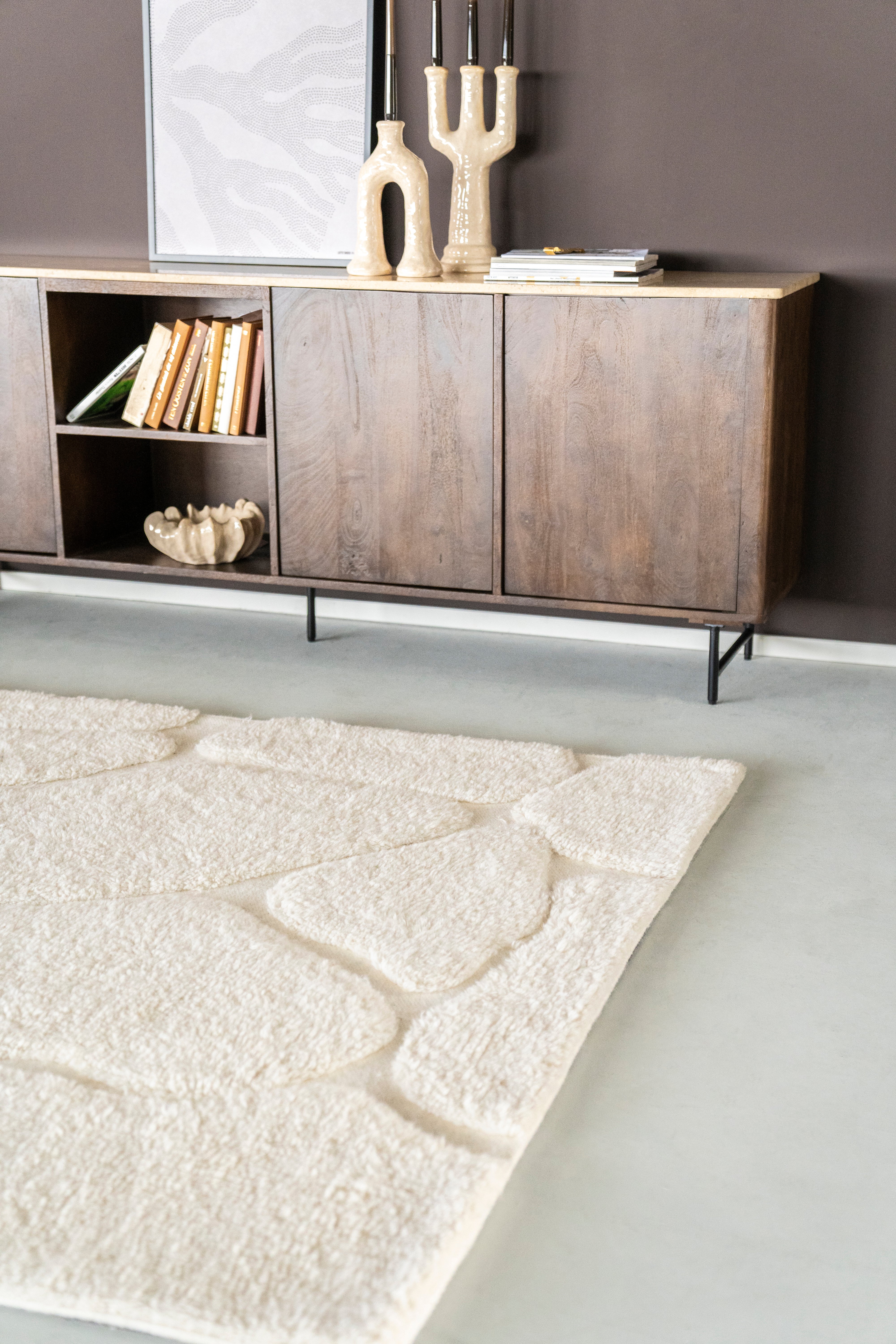 KALA cream rug with long pile