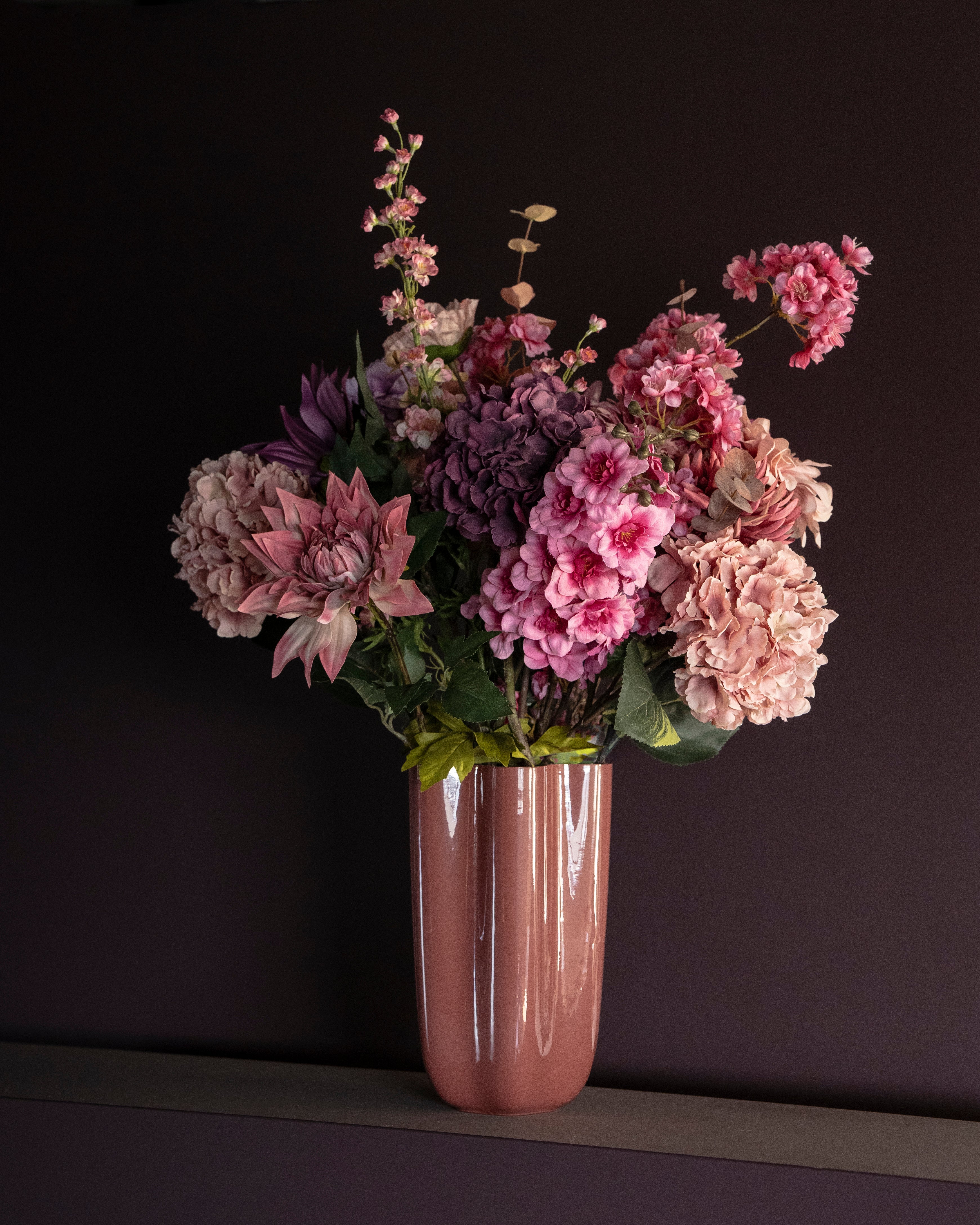 Coral FLORI glass vase