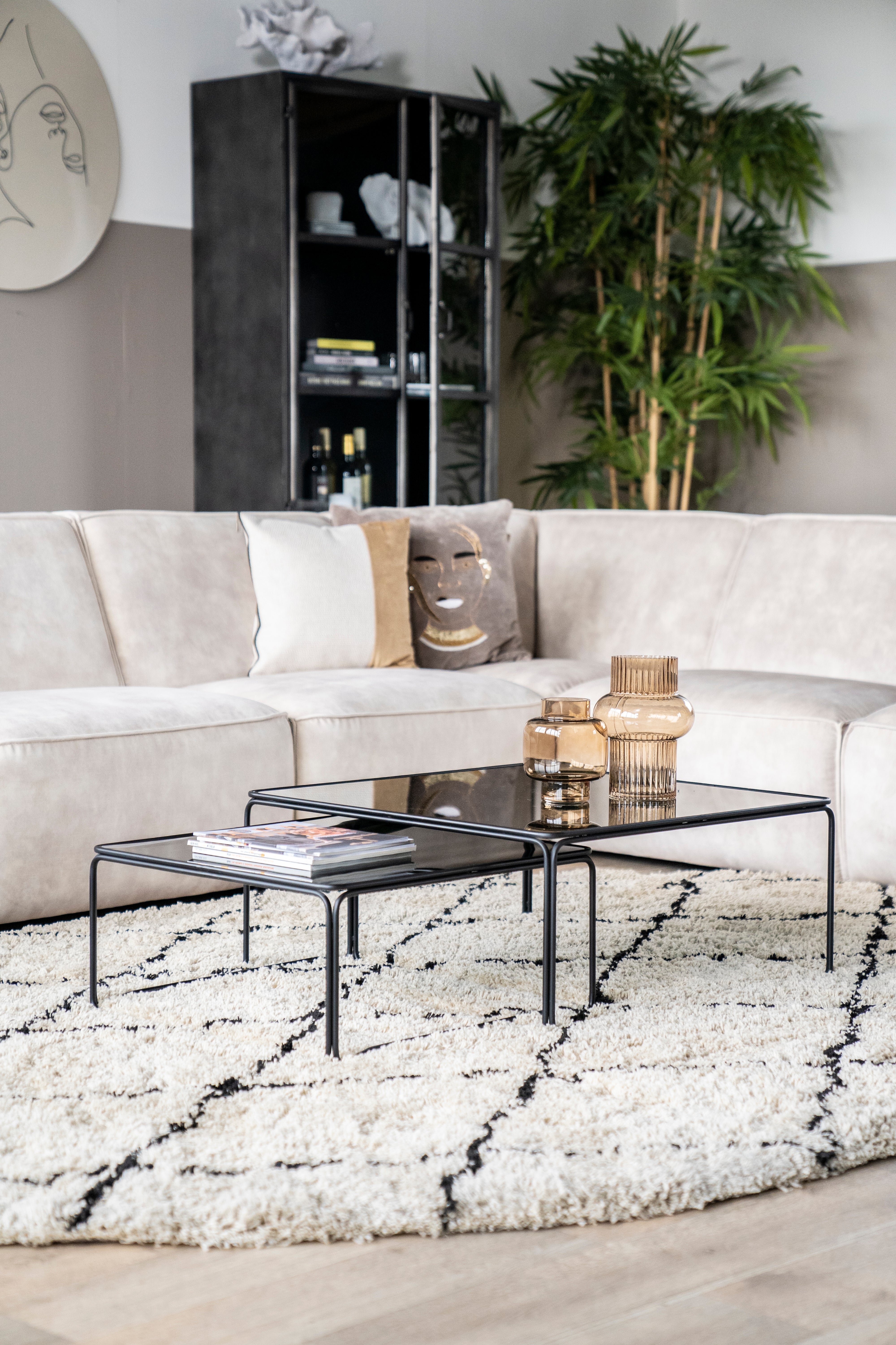 Beige ROX rug with black