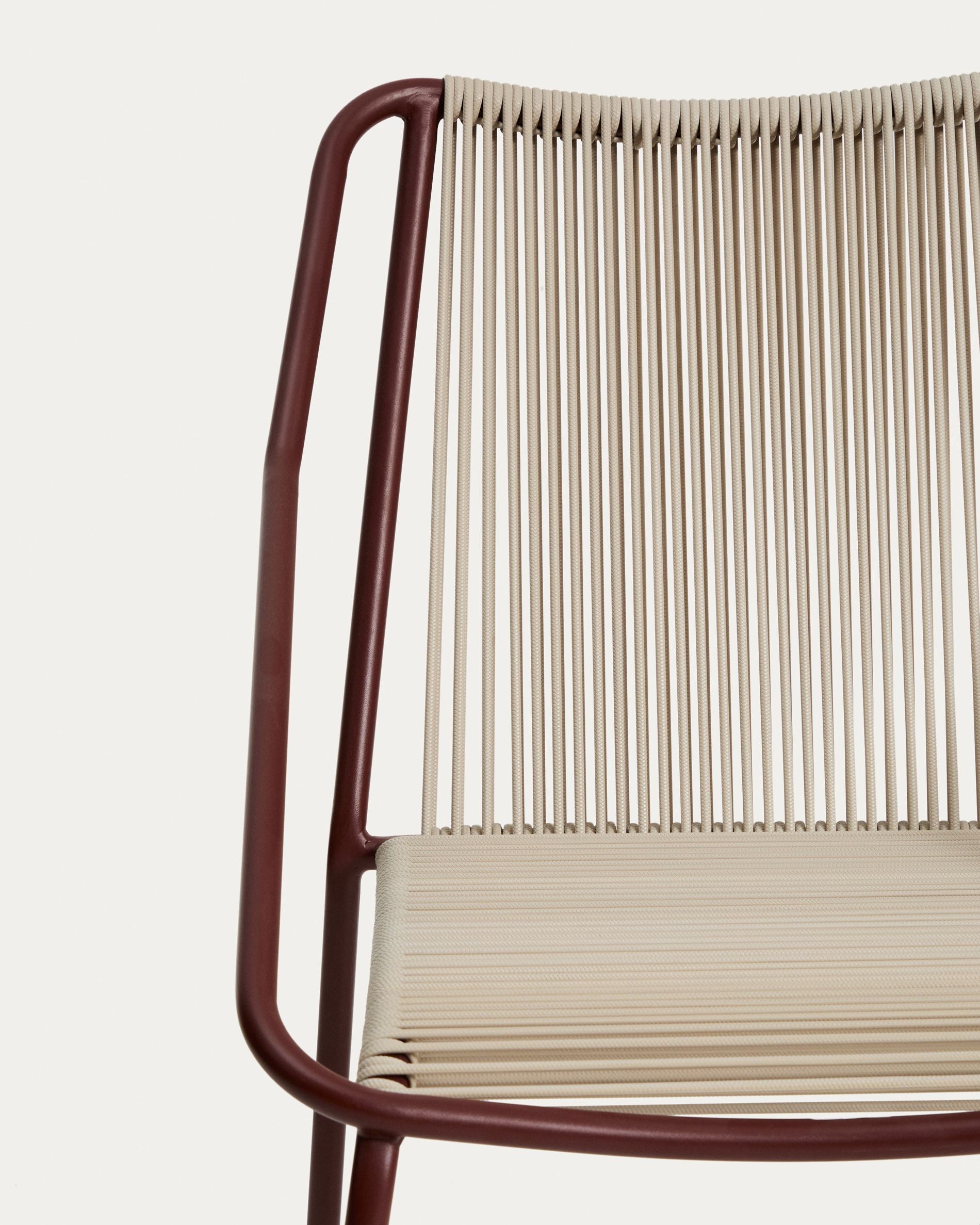 Záhradná stolička ZIVIA ecru s bordovou základňou