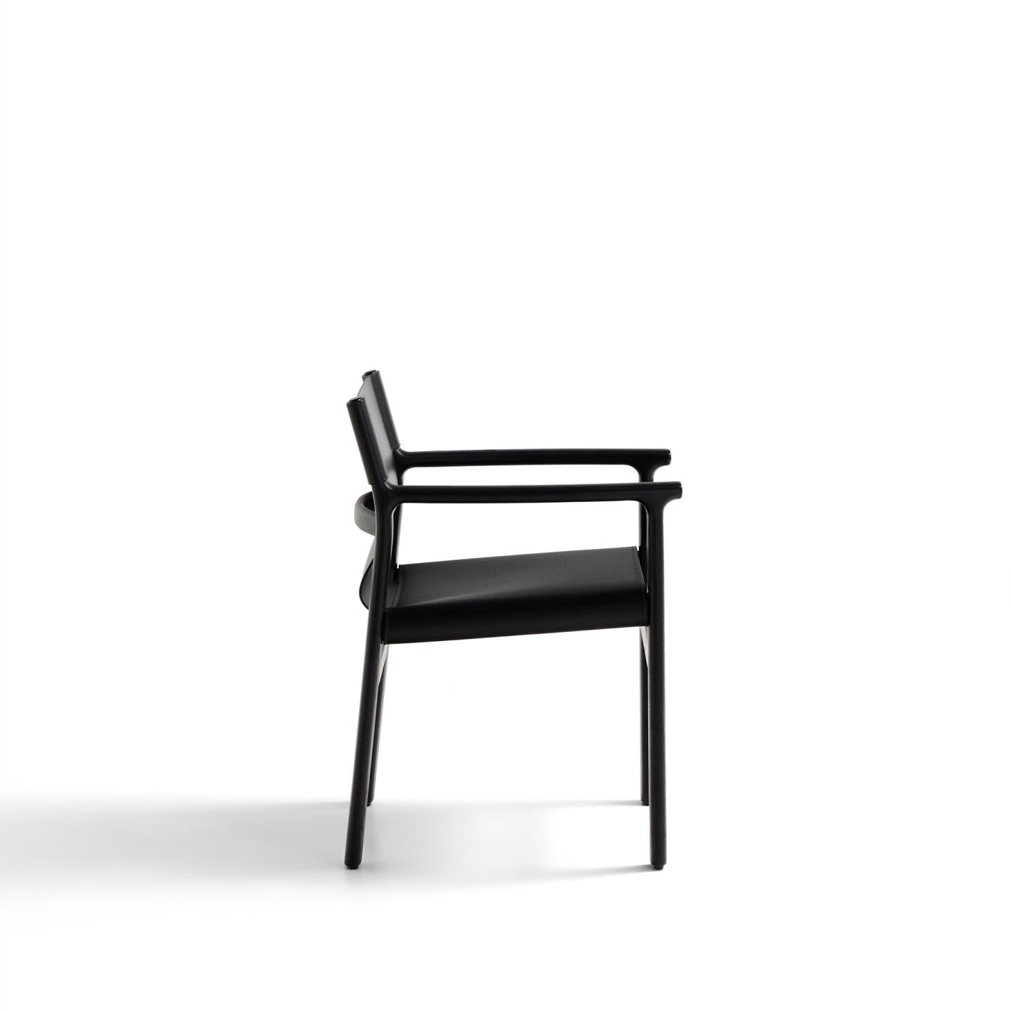 JAN chair in black recycled leather with black ash wood