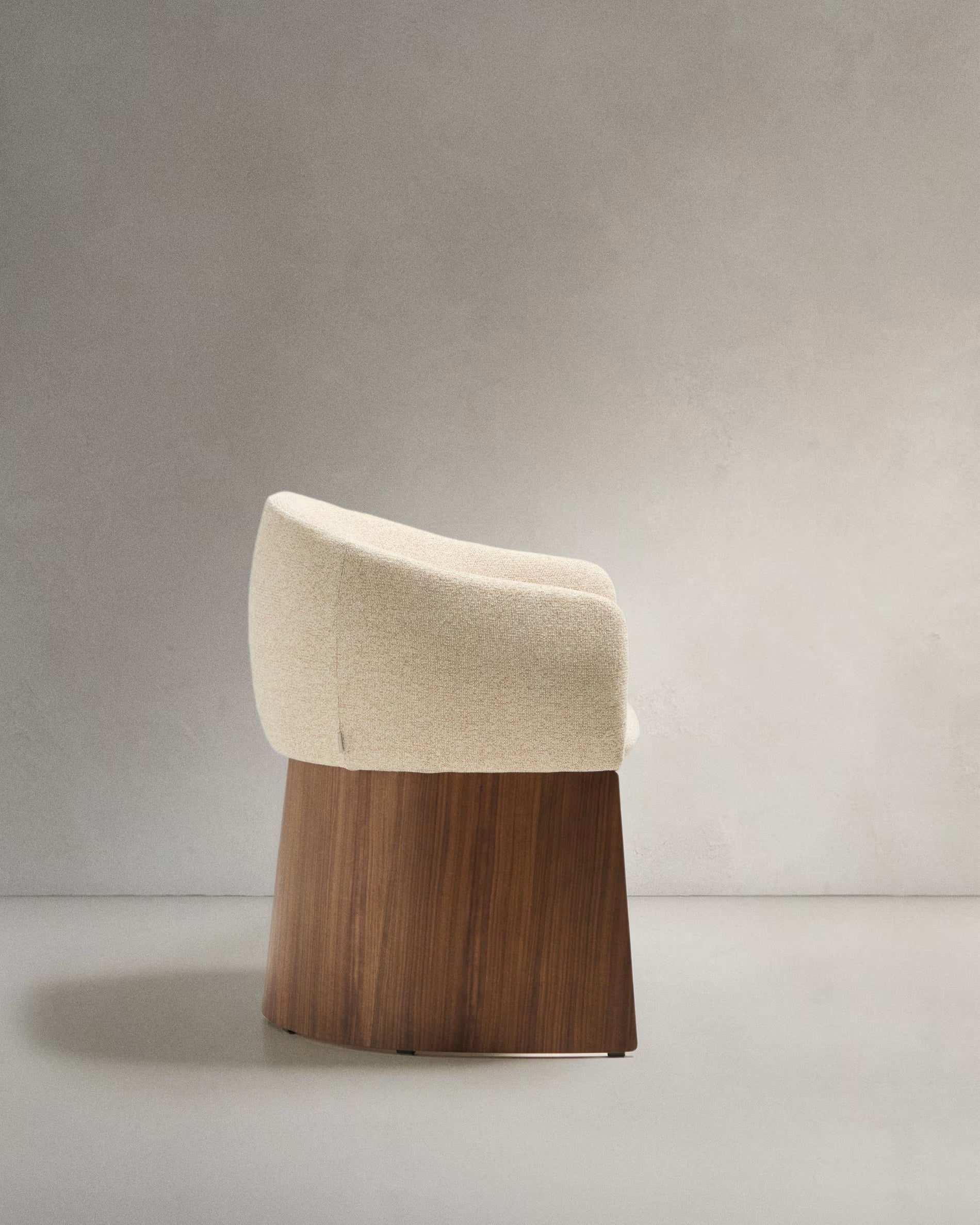 BOSCA chair beige chenille with walnut veneer base