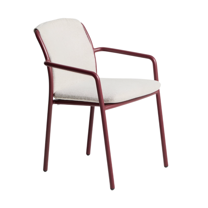 LINOSA Garden Chair Beige with Burgundy Base
