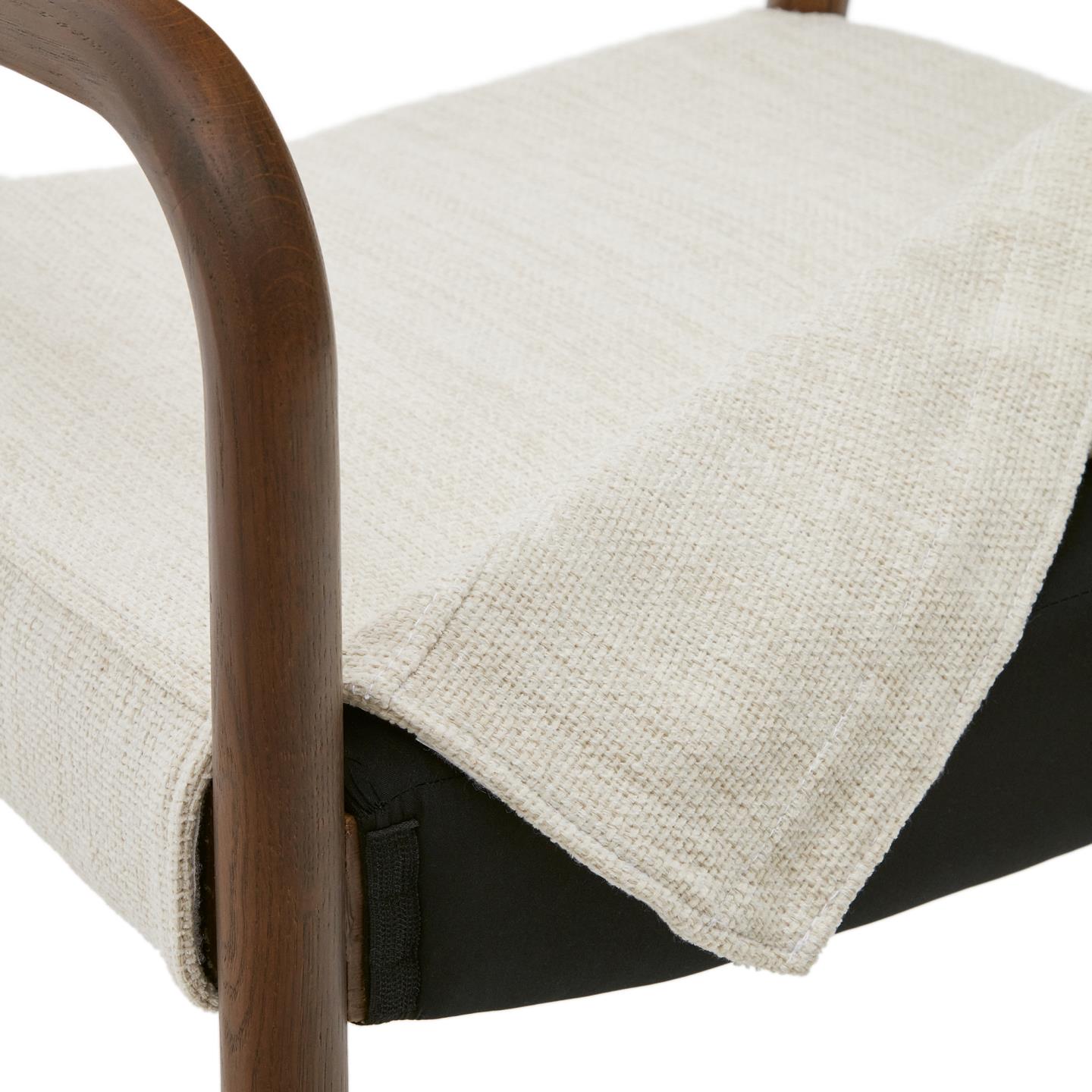 Stolička FALCONERA béžový šenil s tmavým dubovým podstavcom