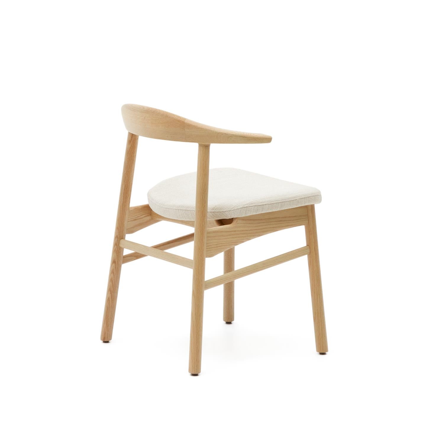 Stolička TIMONS béžový šenil s dubovým podstavcom