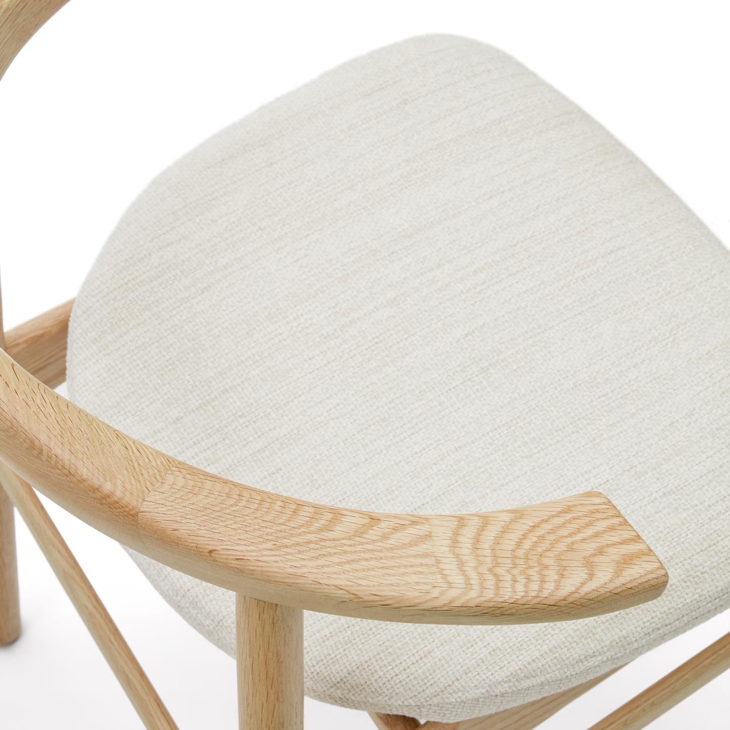 Stolička TIMONS béžový šenil s dubovým podstavcom