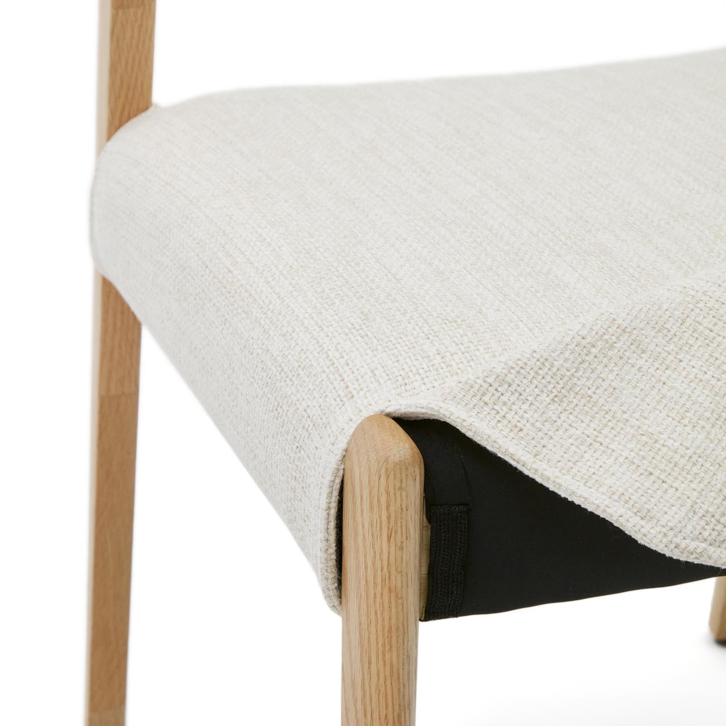 Stolička CUDIA béžový šenil s dubovou základňou