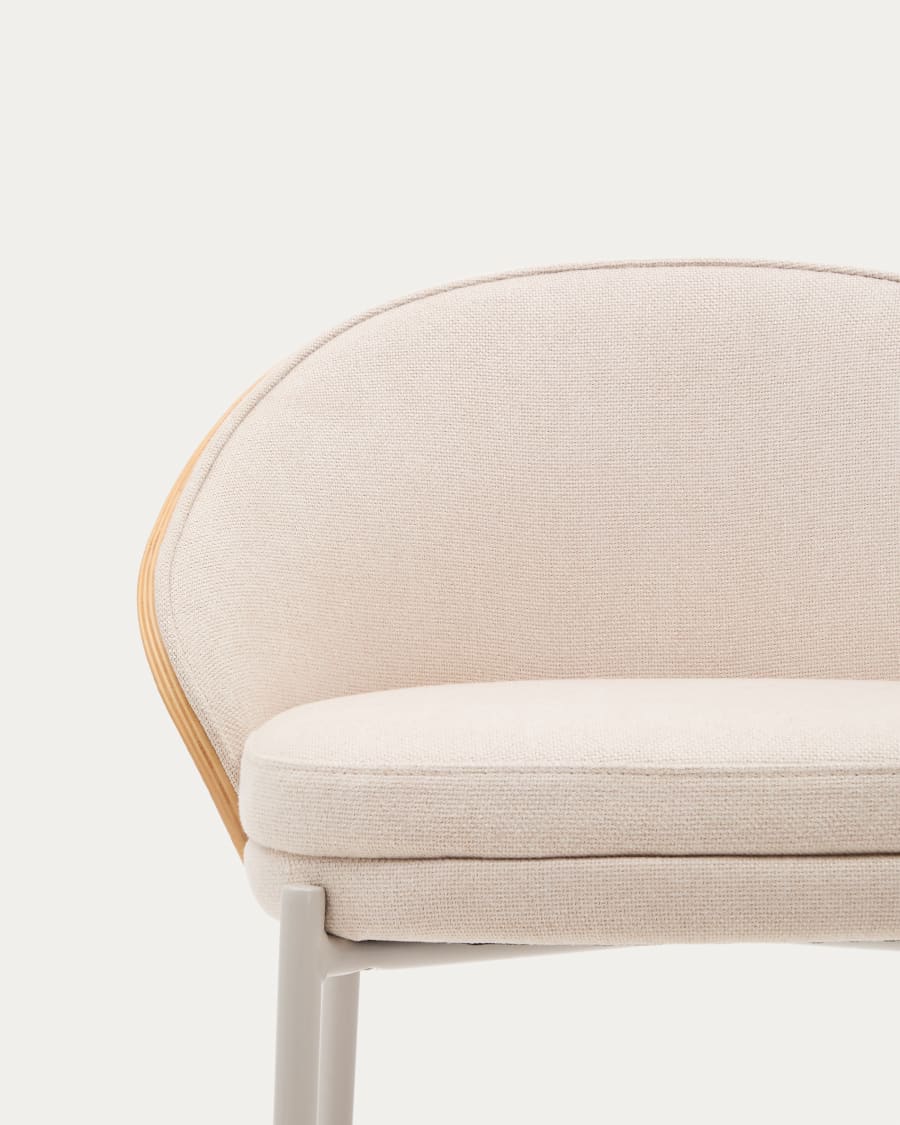 Barová stolička EAMY béžový šenil s jaseňovým povrchom