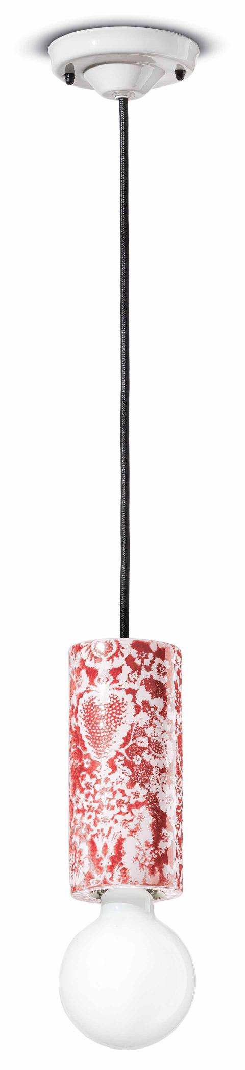 Závesná keramická lampa PI červené kvety