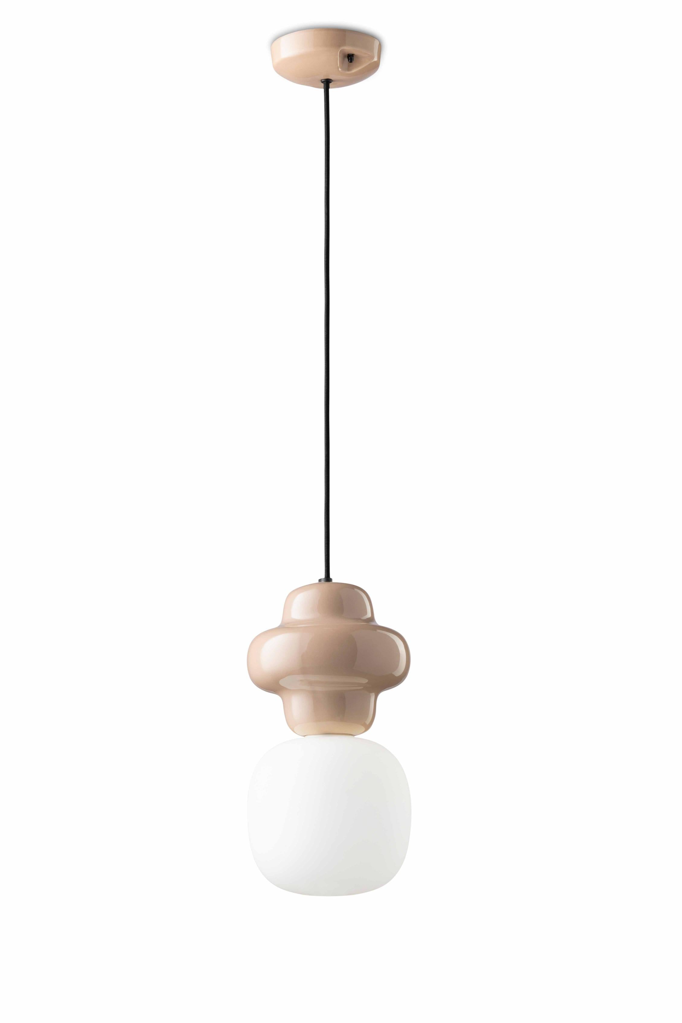 Beige ceramic pendant lamp COPACABANA