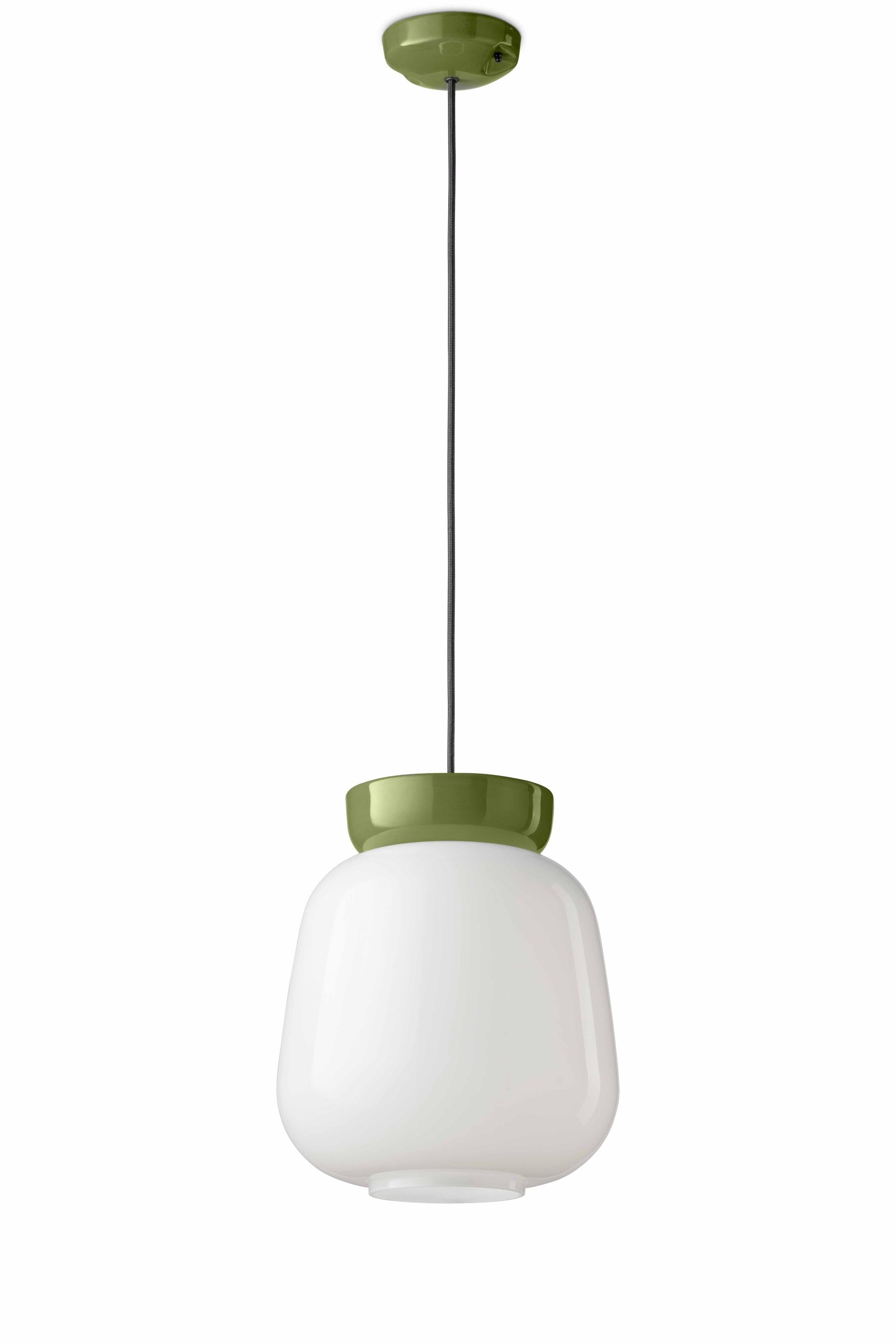 CORCOVADO ceramic pendant lamp in milky with sage