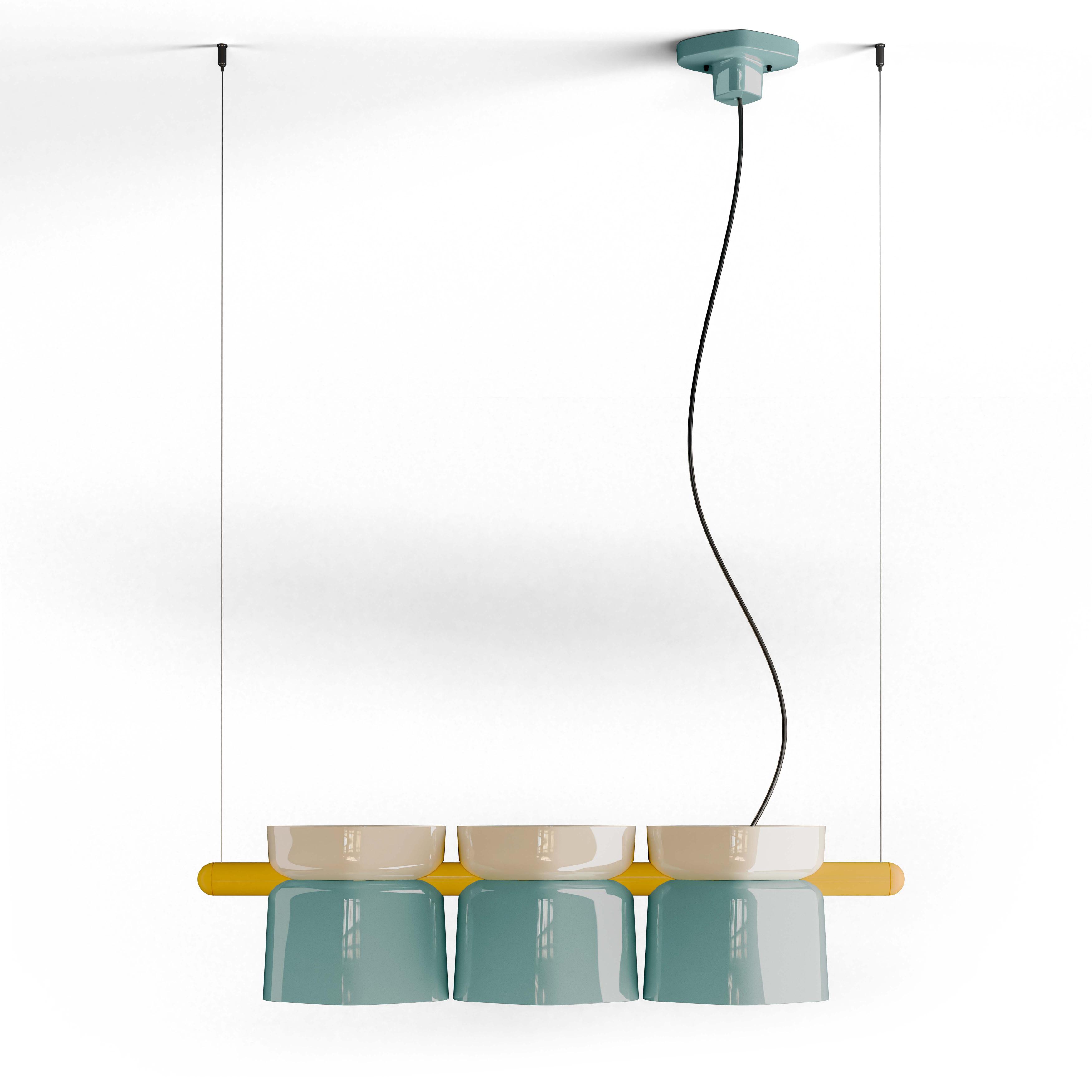 YAKITORI ceramic pendant lamp in blue with cream and yellow