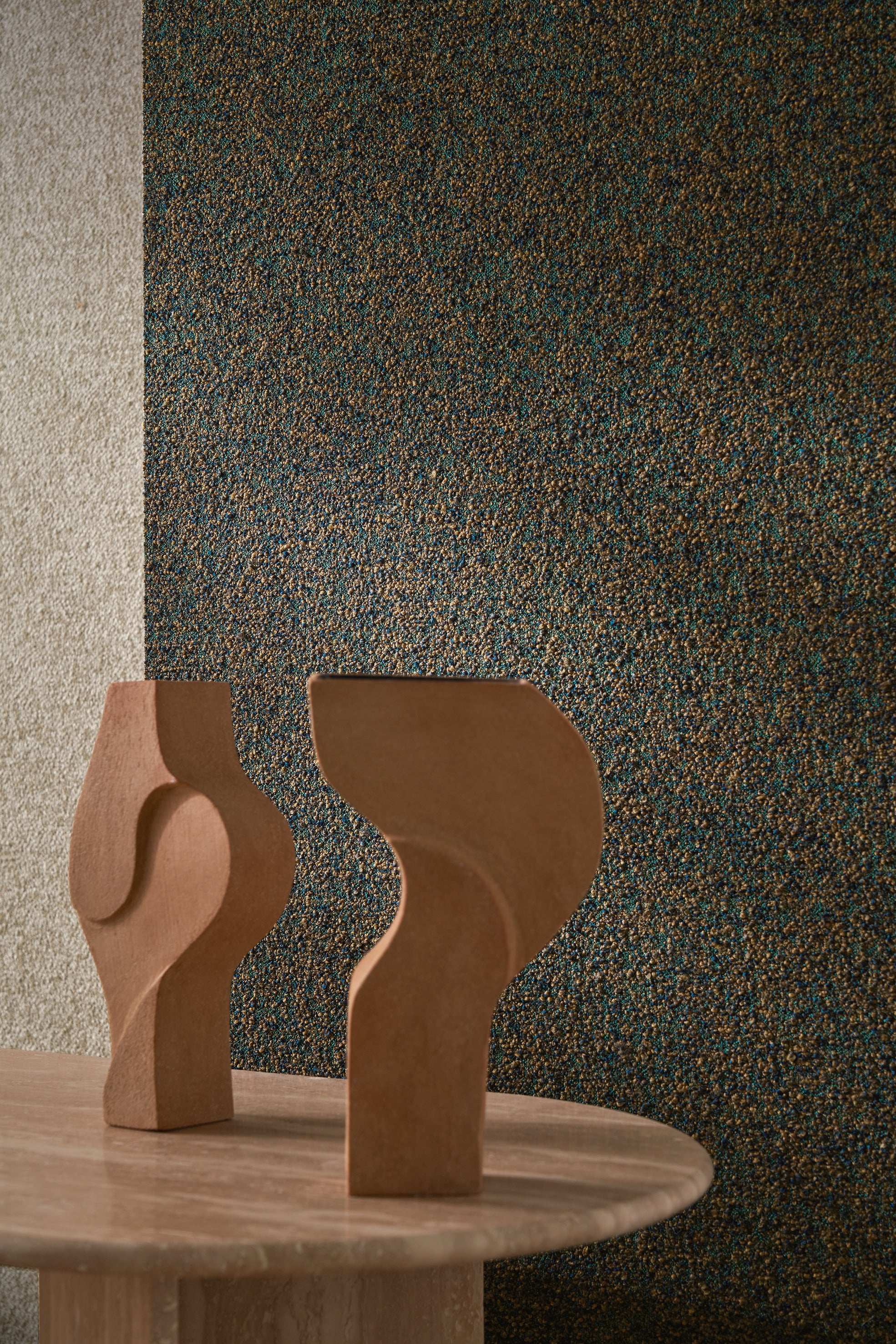 Textilná štruktúrovaná tapeta boucle ETREINTE - CAMEL oranžová