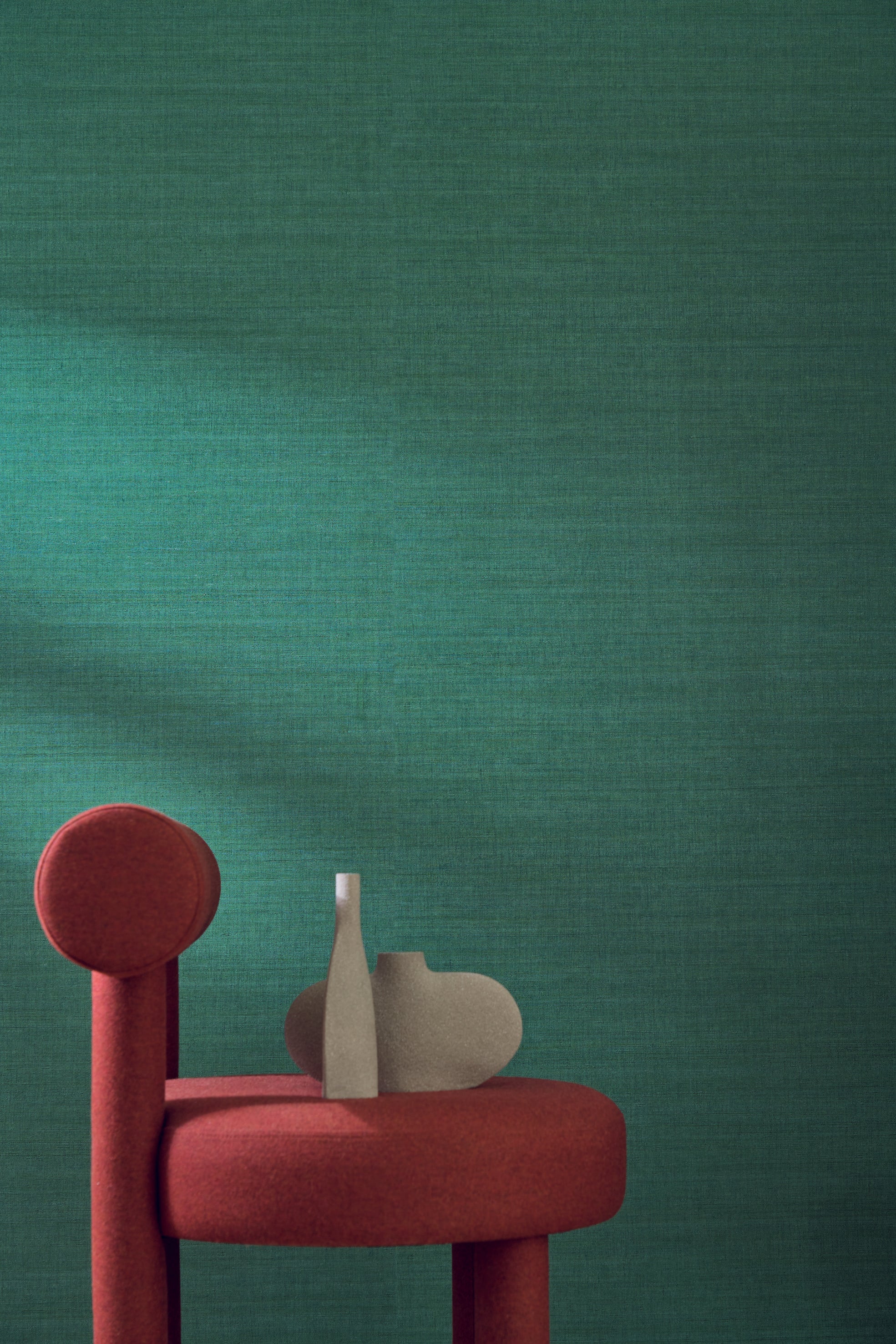 Tapeta strukturalna imitująca jedwab SORA - CELADON herbaciany zielony