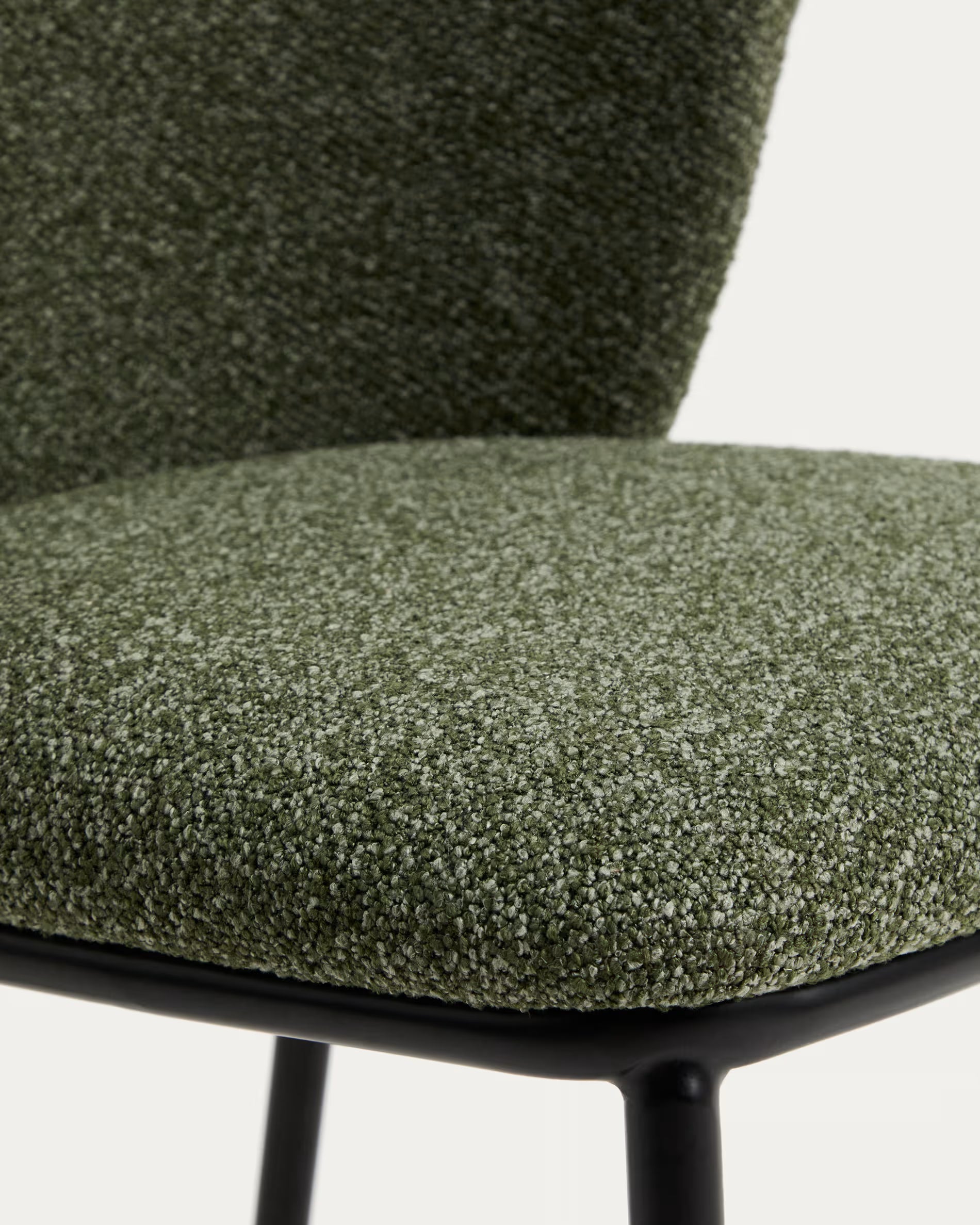 Bar Stool CISELIA Dark Green Chenille with Black Base