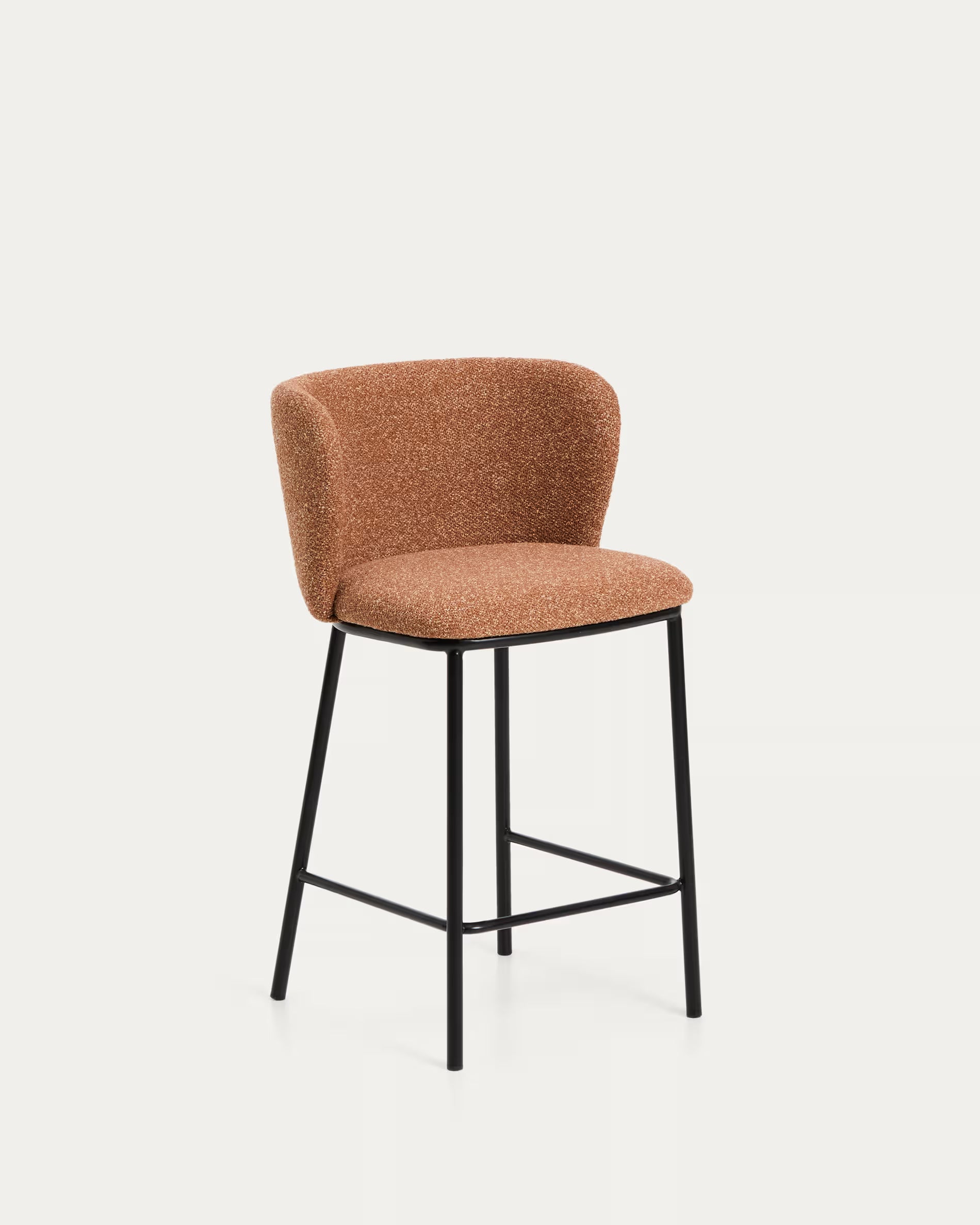 Bar stool CISELIA brick chenille with black base