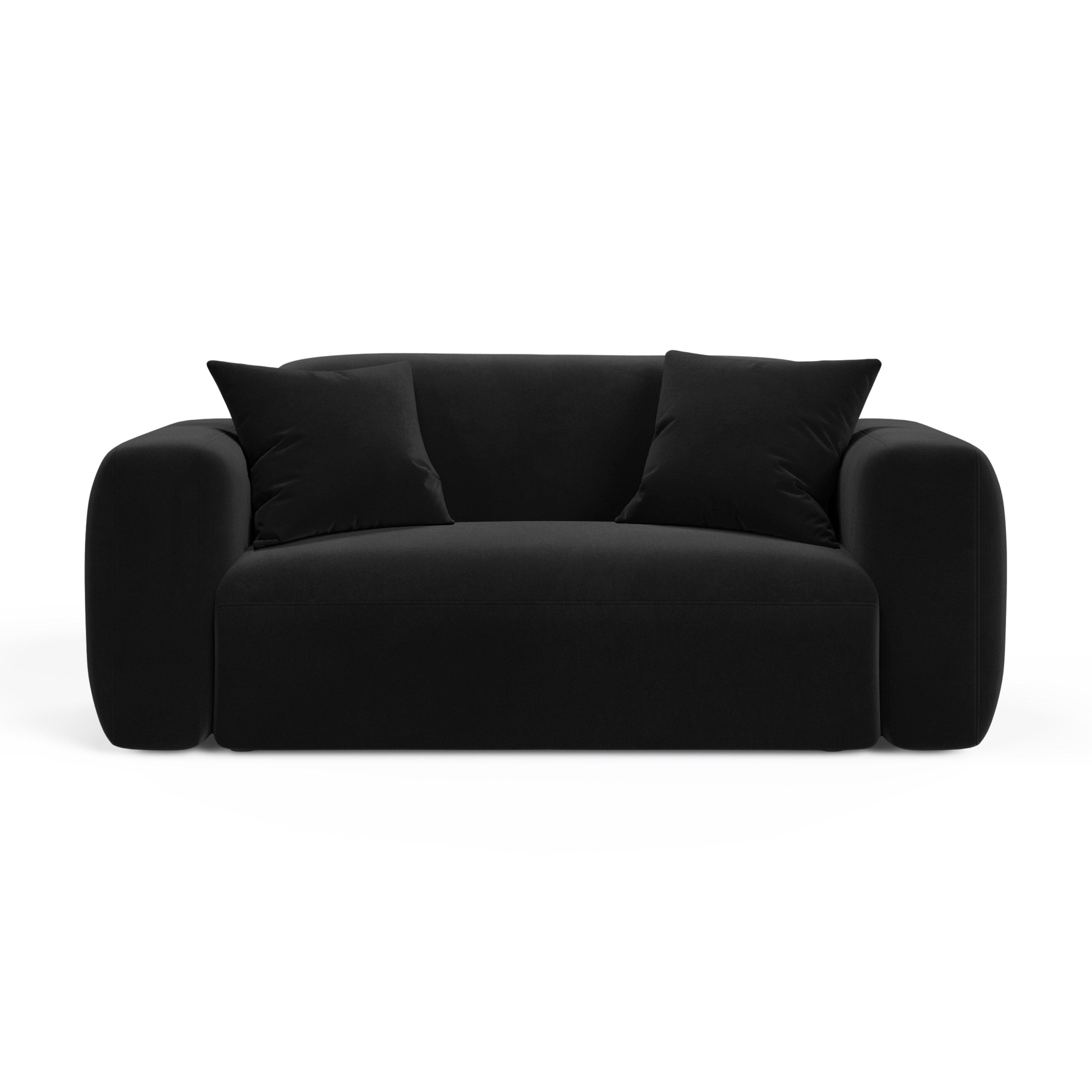 Black velvet 2-seater sofa STRINO