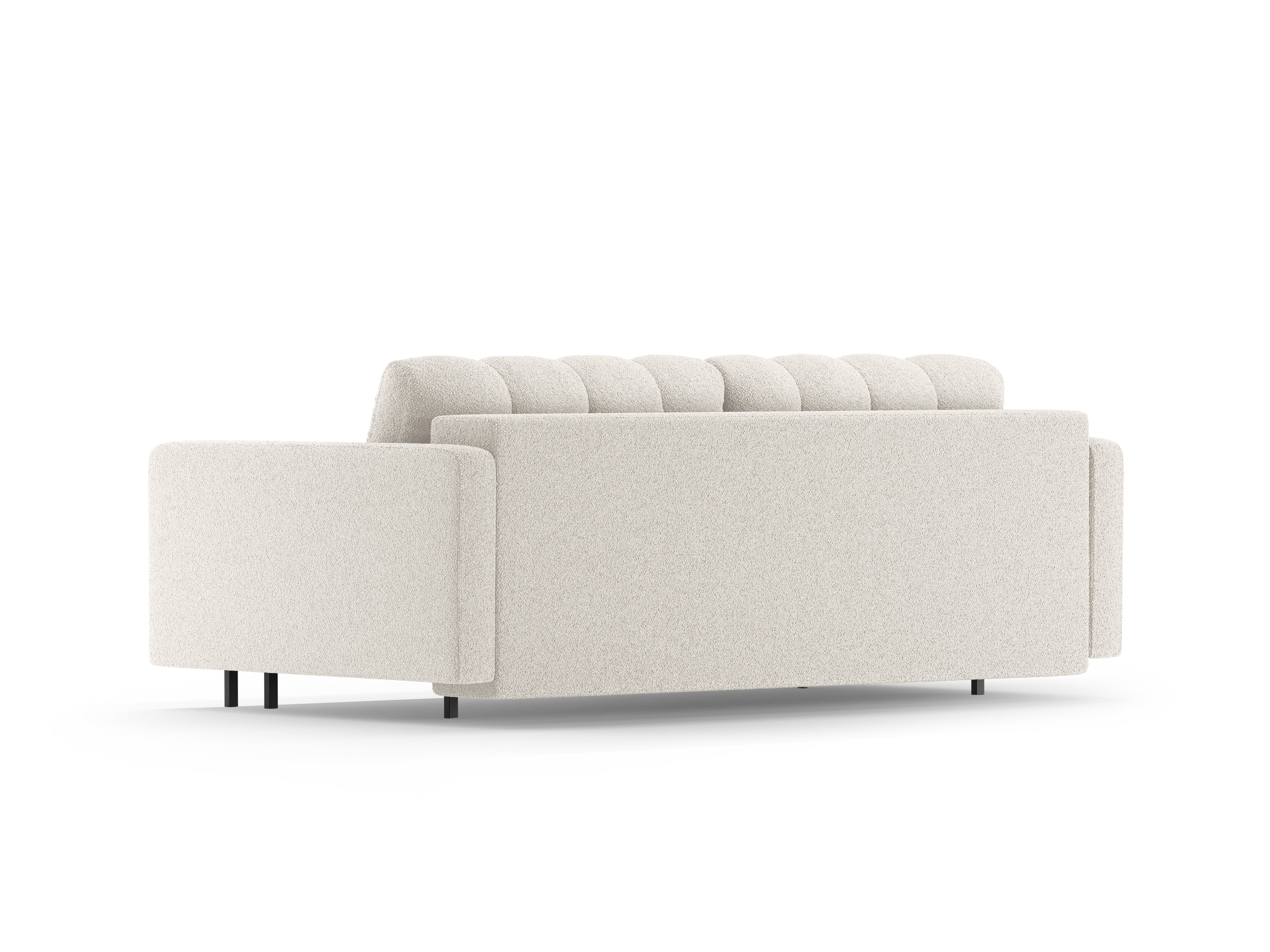 Sofa pre 3 osoby s funkciou spania BALI biela bouclé s čiernym podstavcom