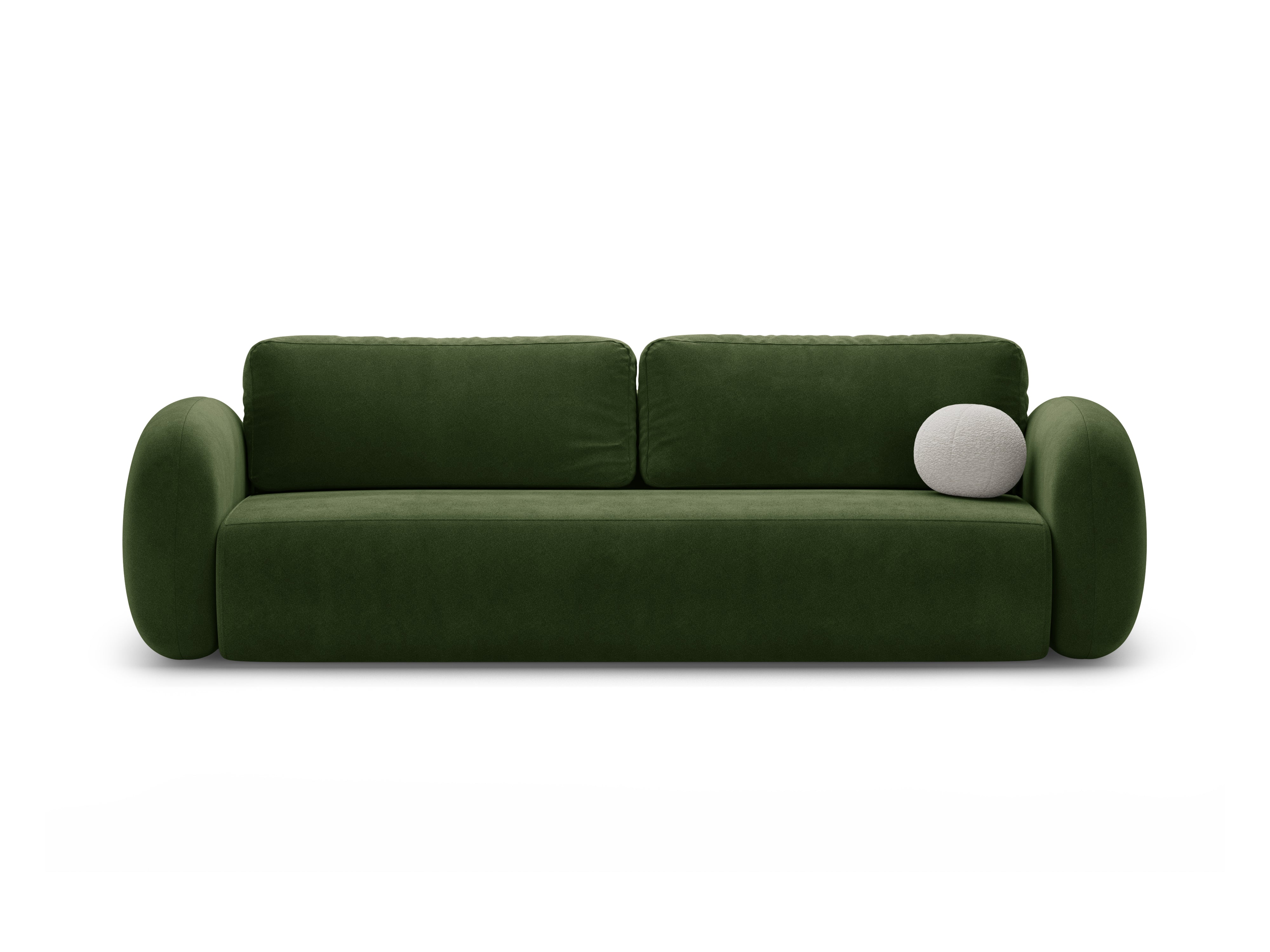 Velvet sofa with sleeping function, 3-seater TONALE in military green