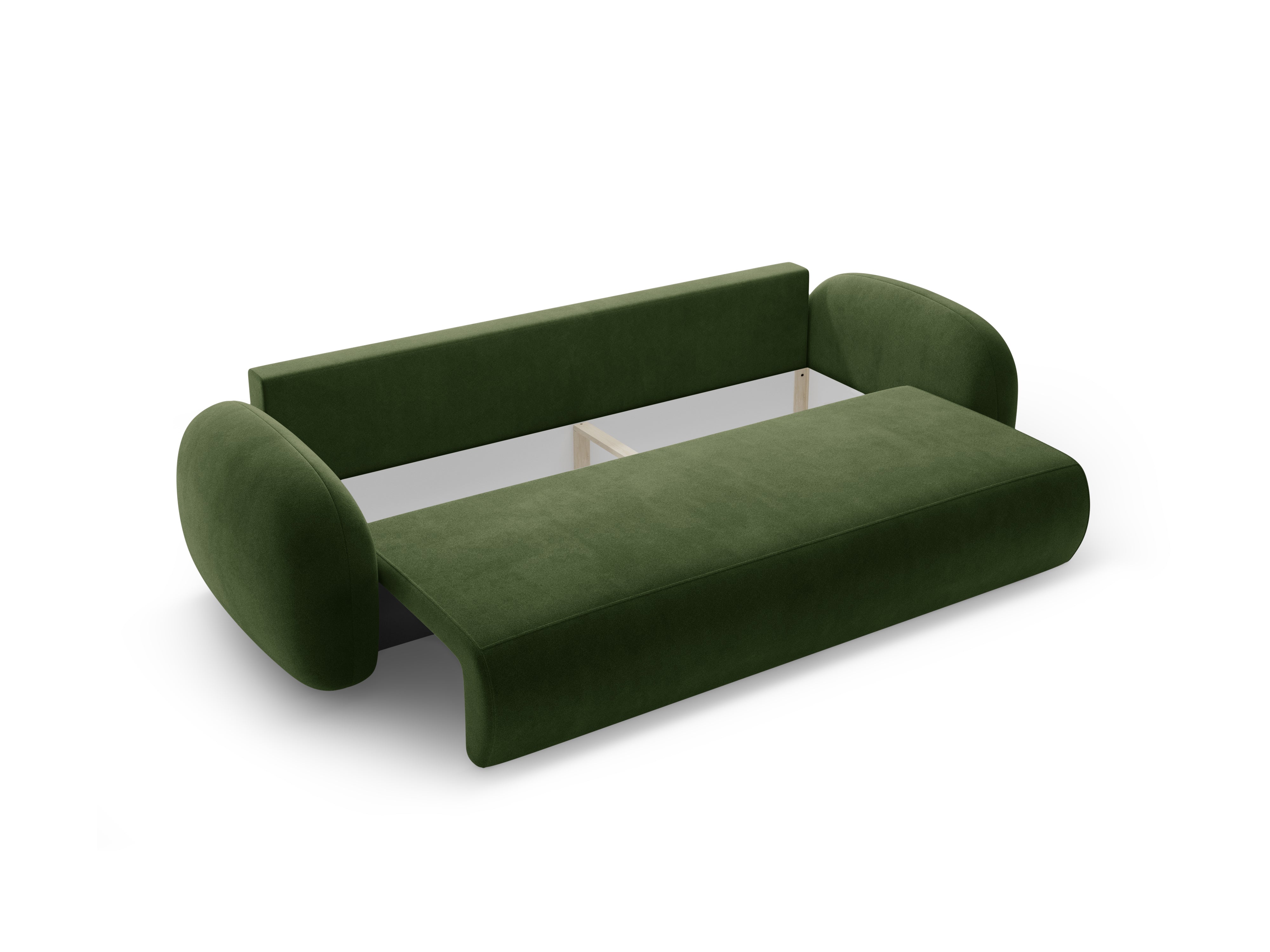 Velvet sofa with sleeping function, 3-seater TONALE in military green