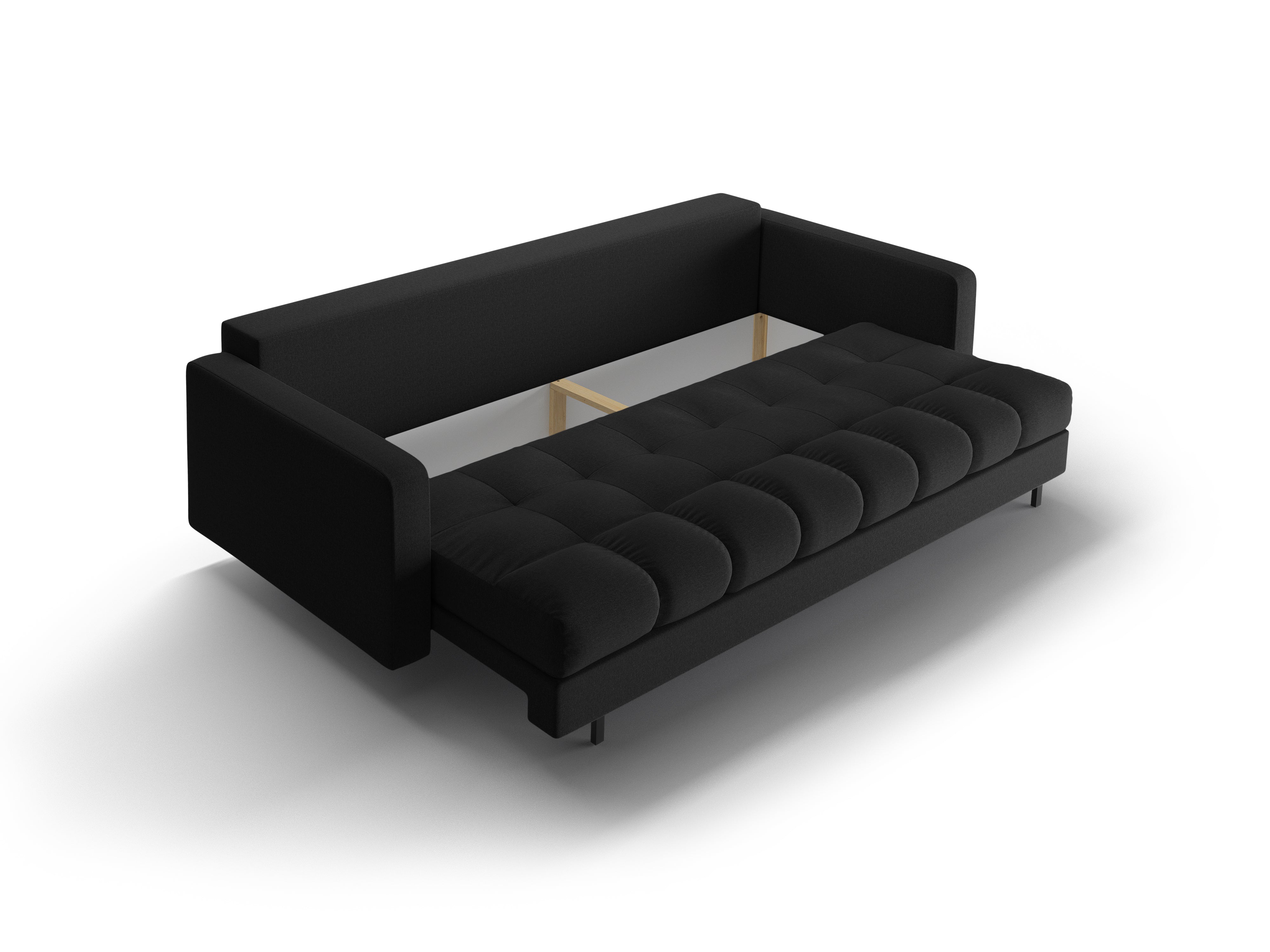 3-seater sofa with sleeping function BALI black bouclé with black base