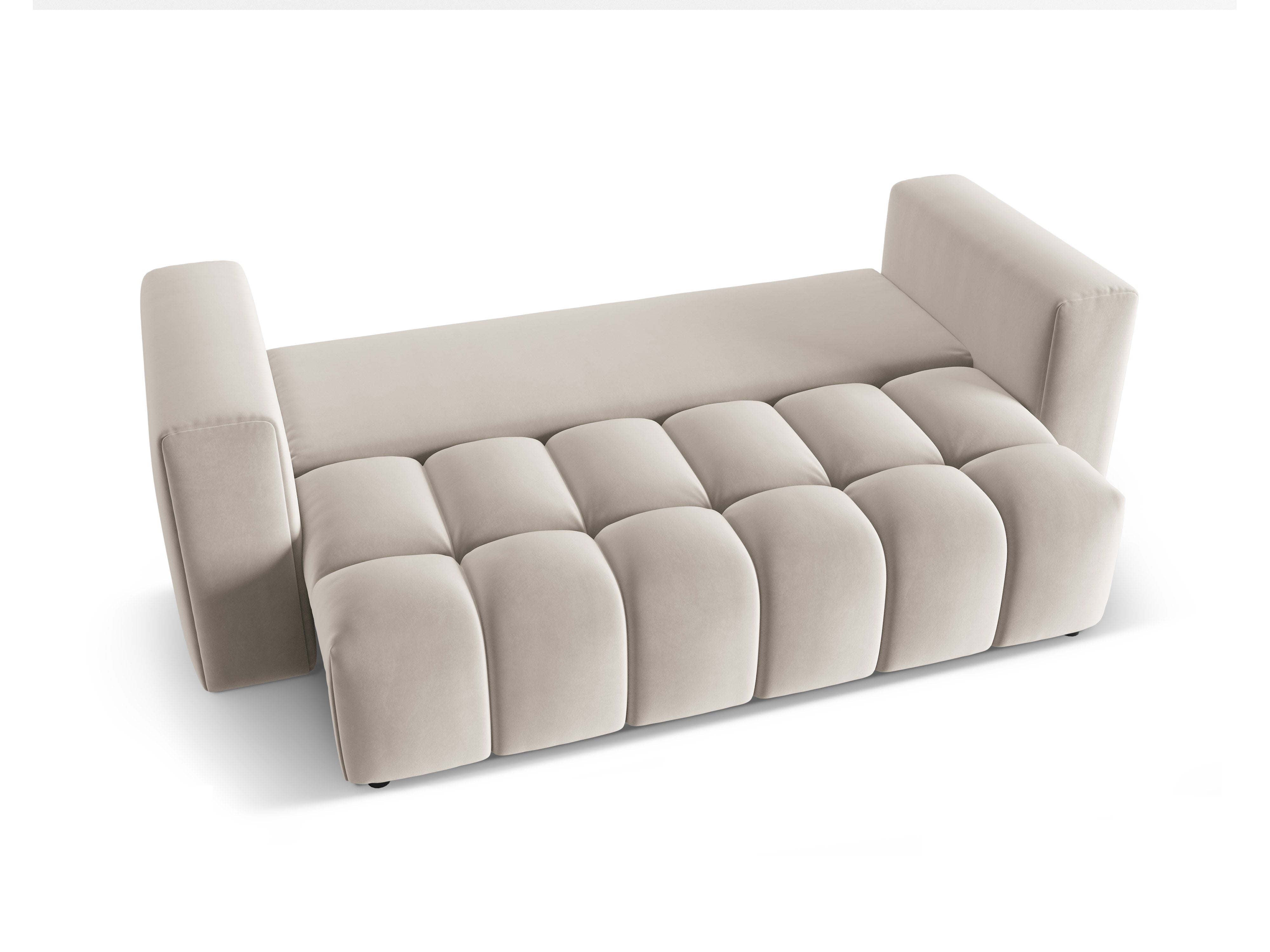 Sofa z jemného zamatového materiálu pre 3 osoby s funkciou spania VERONA ecru