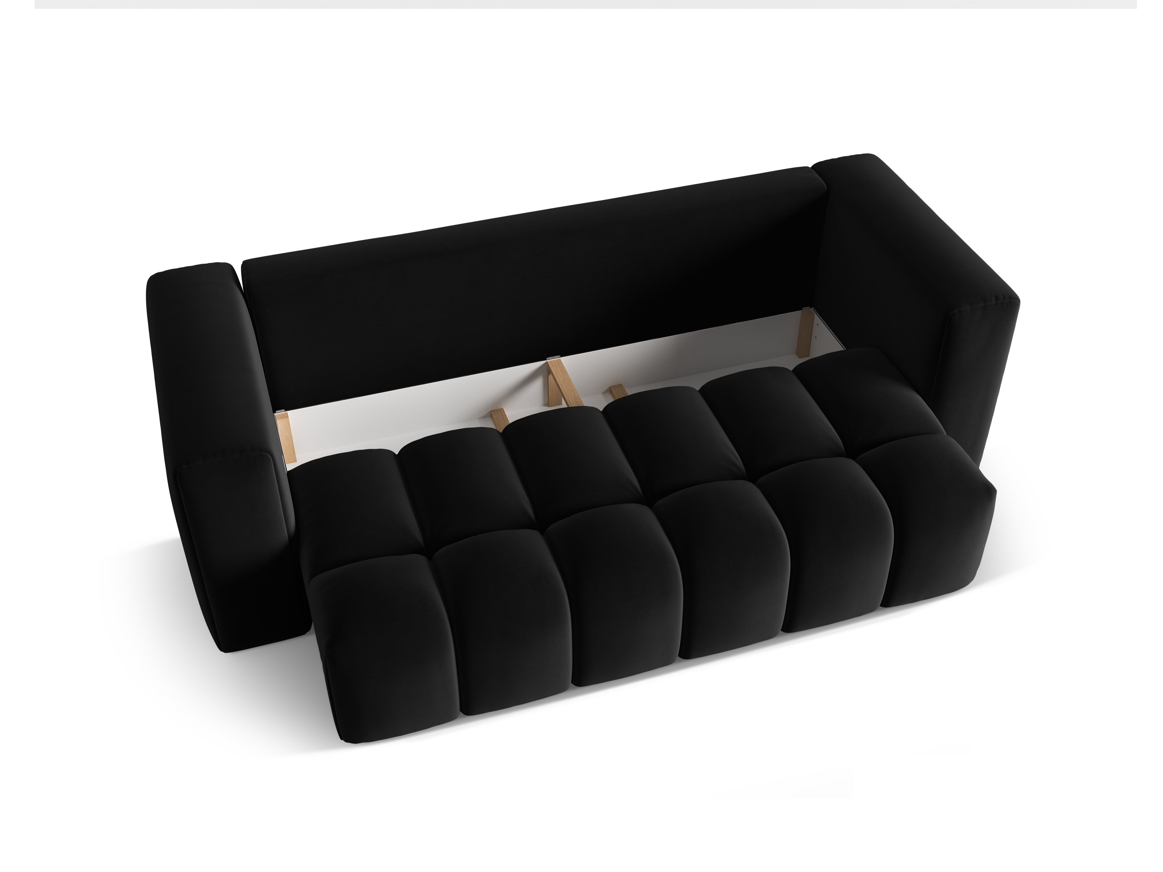 Sofa z jemného zamatového materiálu pre 3 osoby s funkciou spania VERONA čierna
