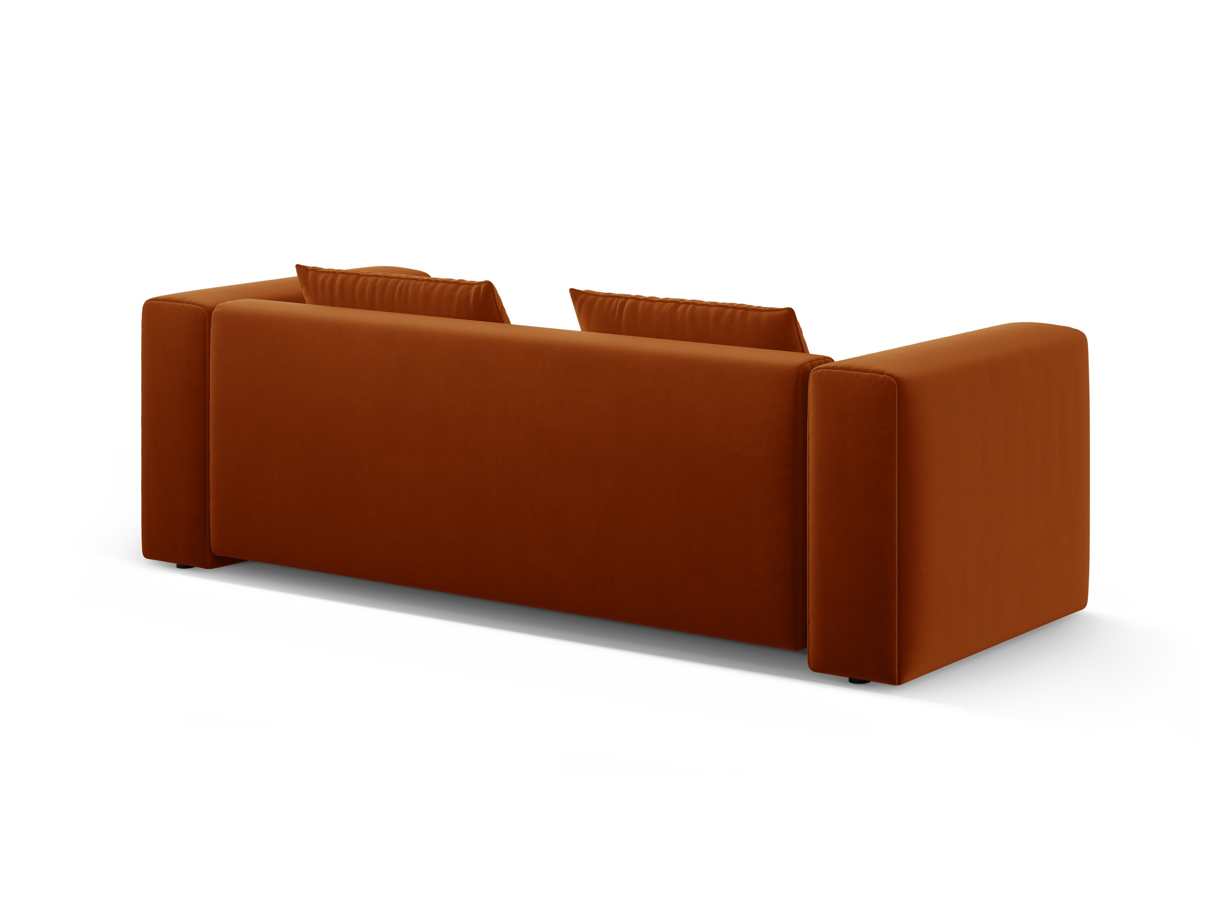 Sofa z jemného zamatového materiálu pre 3 osoby s funkciou spania VERONA tehlová