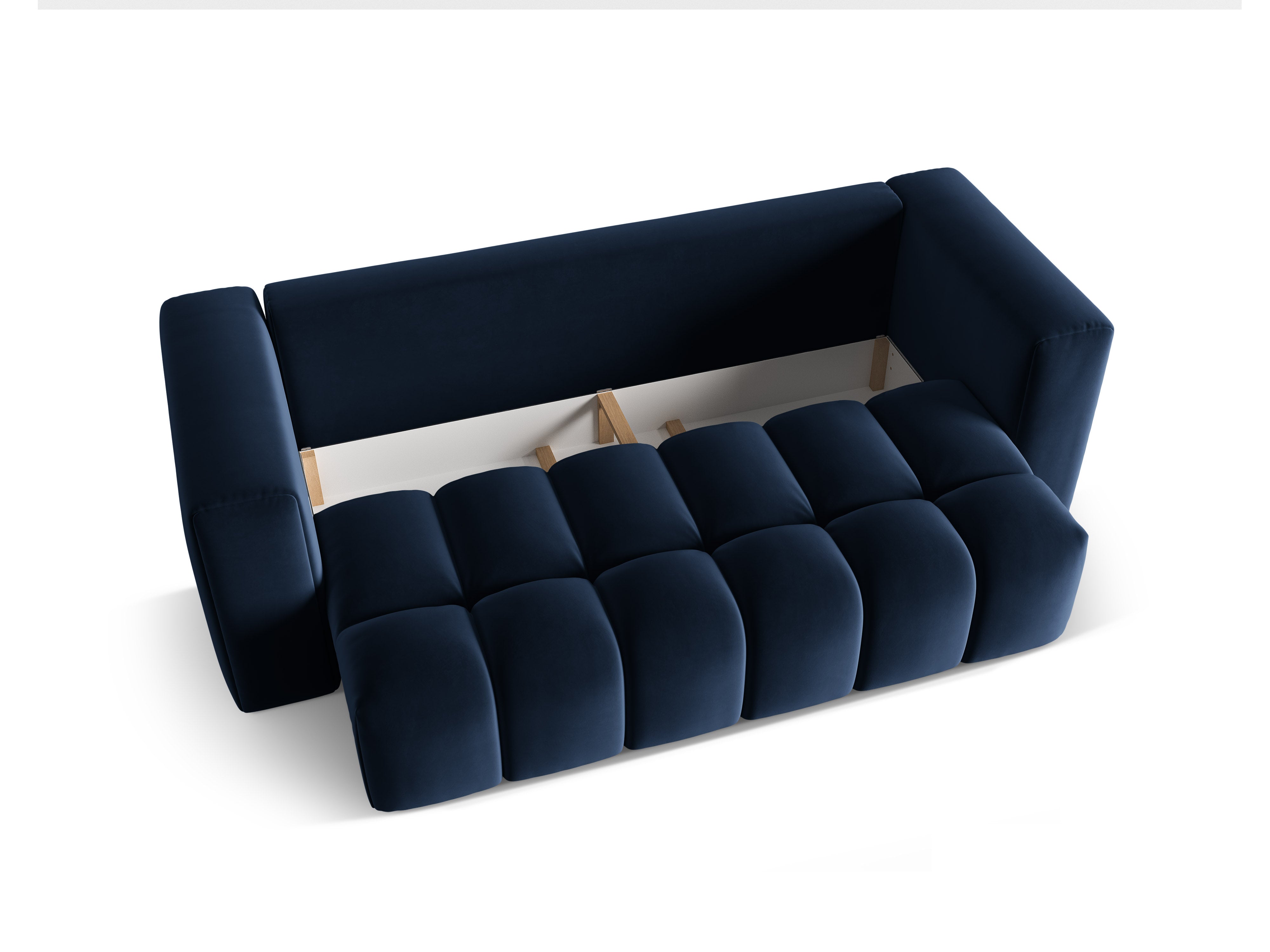 Sofa z jemného zamatového materiálu pre 3 osoby s funkciou spania VERONA kráľovská modrá