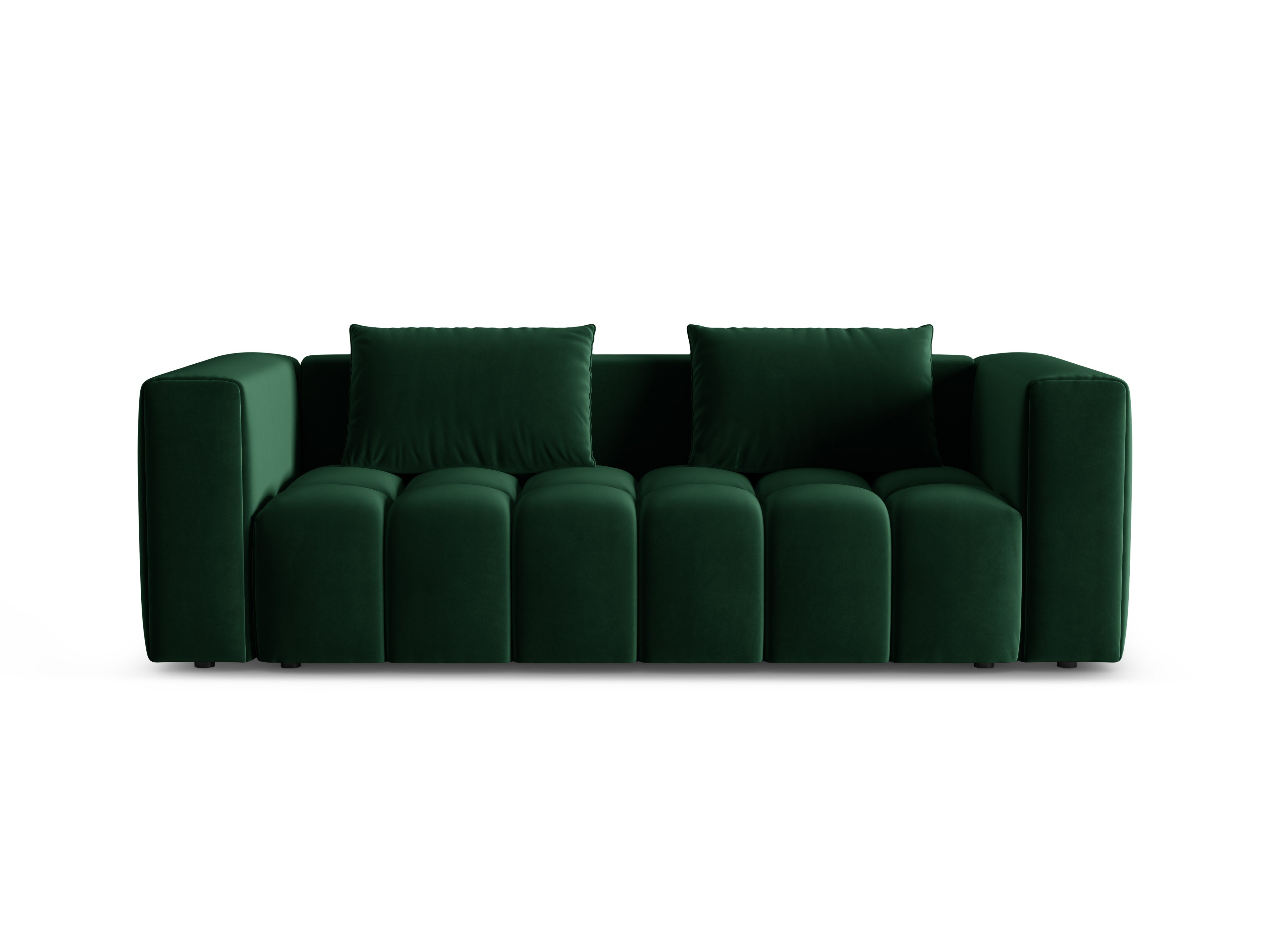 Sofa z jemného zamatového materiálu pre 3 osoby s funkciou spania VERONA fľašková zelená