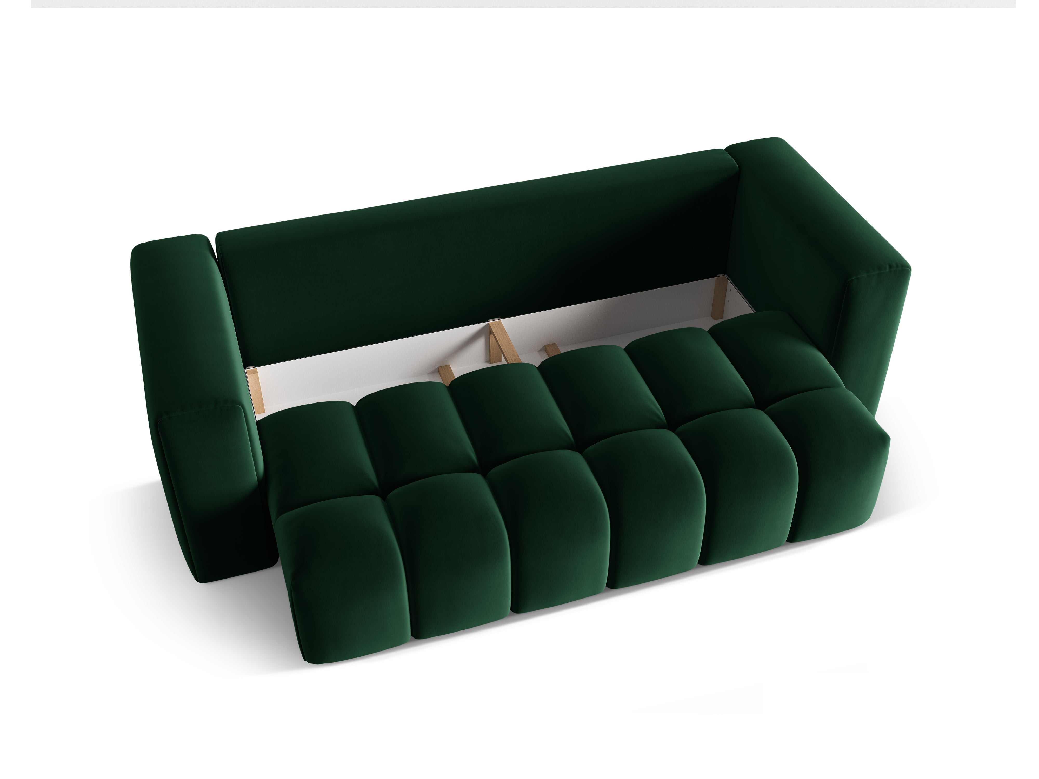 Sofa z jemného zamatového materiálu pre 3 osoby s funkciou spania VERONA fľašková zelená