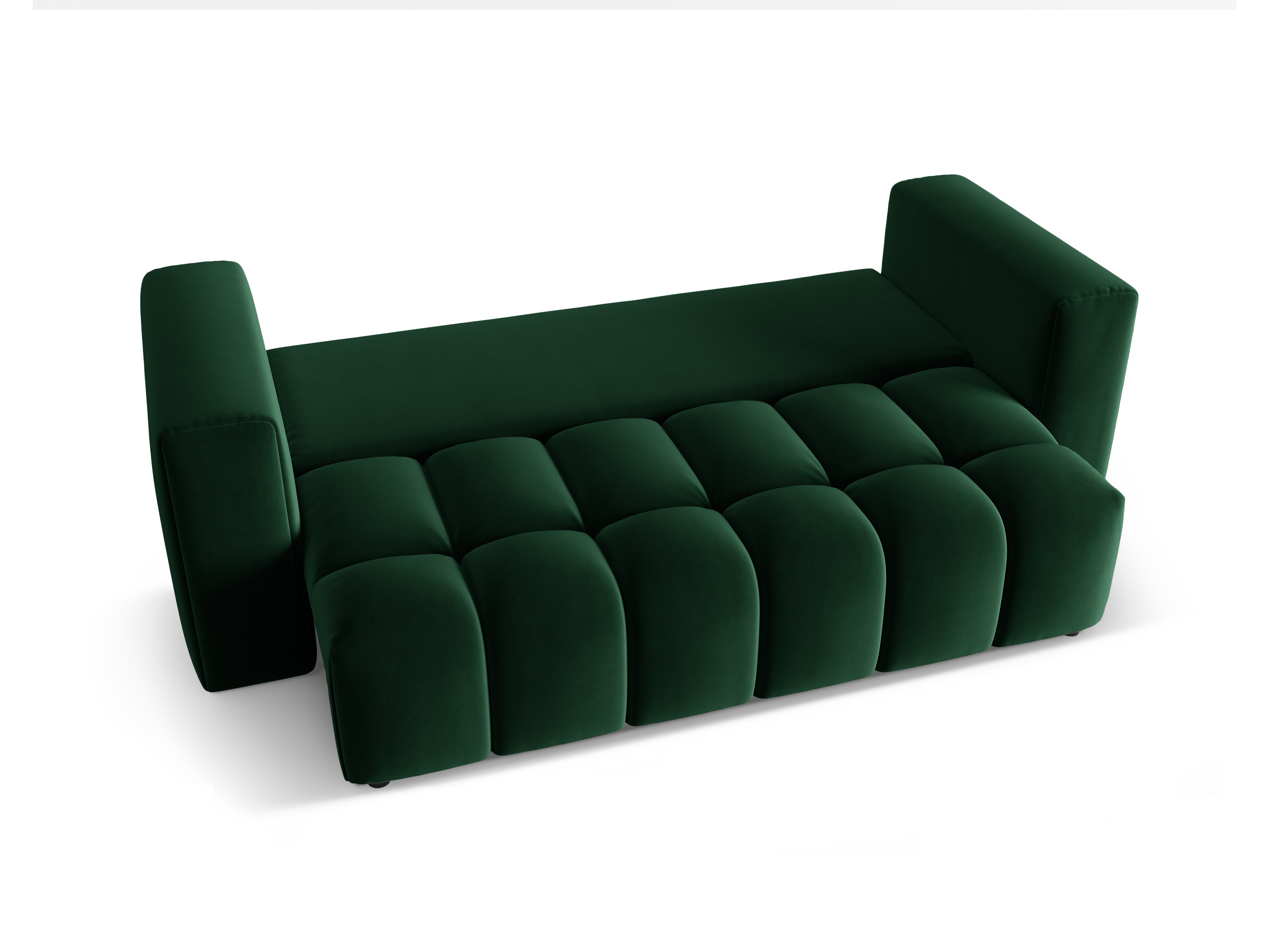 Sofa z jemného zamatového materiálu pre 3 osoby s funkciou spania VERONA fľašková zelená
