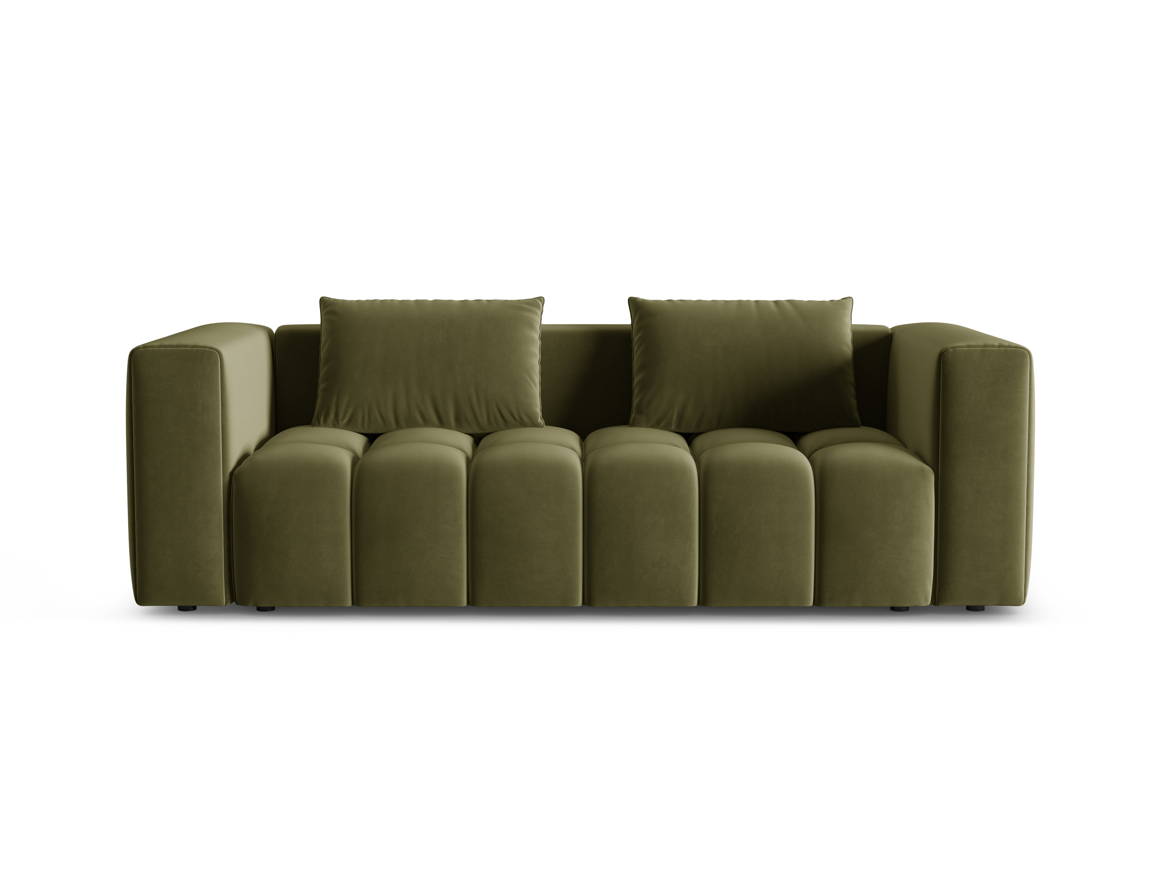 Sofa z jemného zamatového materiálu pre 3 osoby s funkciou spania VERONA svetlozelená