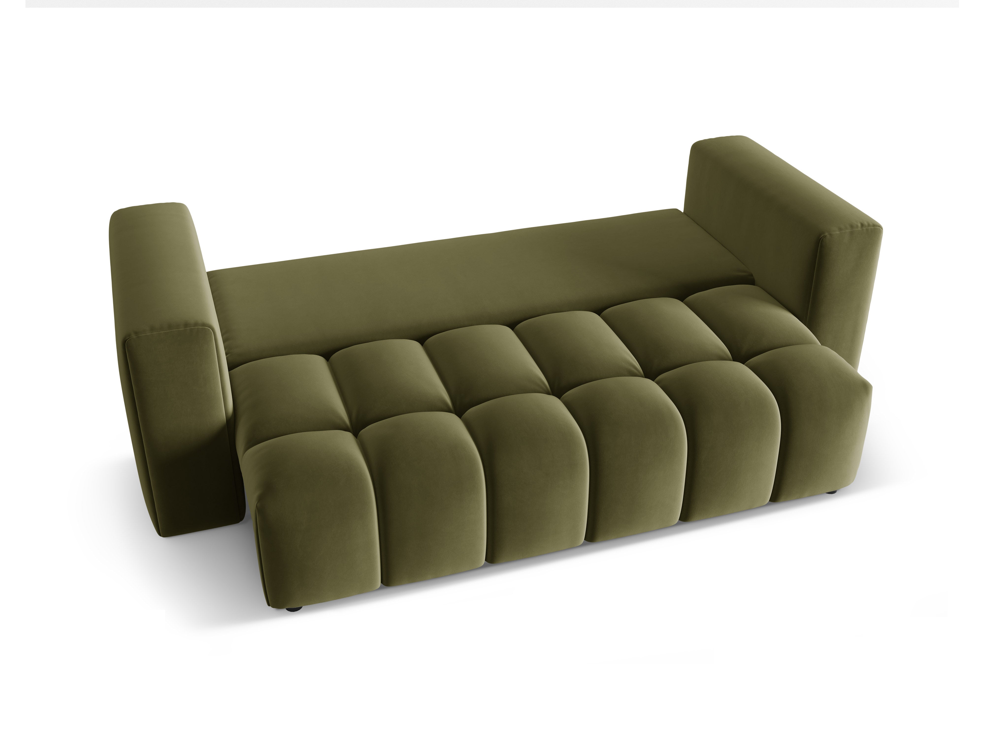 Sofa z jemného zamatového materiálu pre 3 osoby s funkciou spania VERONA svetlozelená