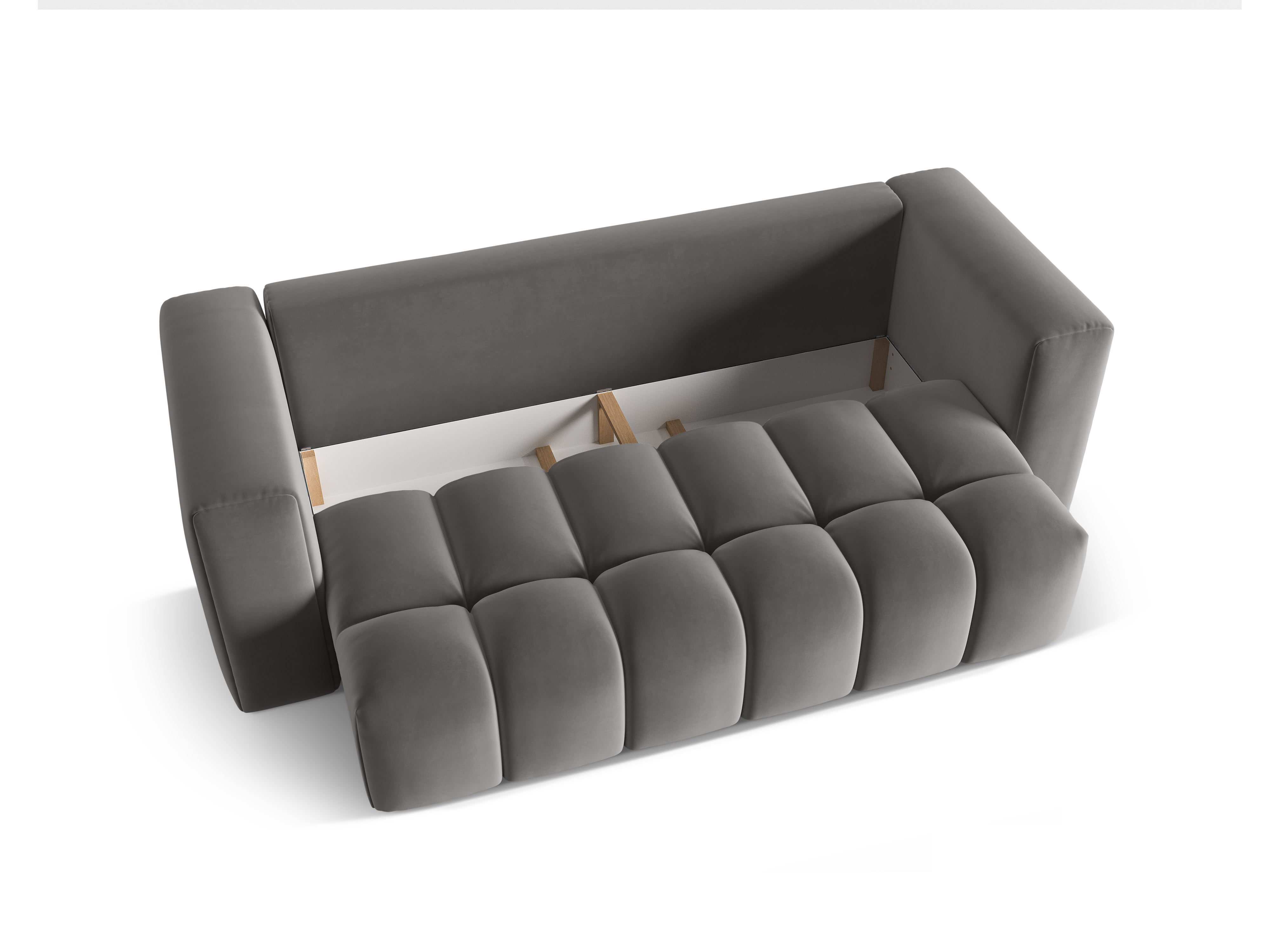 Sofa z jemného zamatového materiálu pre 3 osoby s funkciou spania VERONA šedá