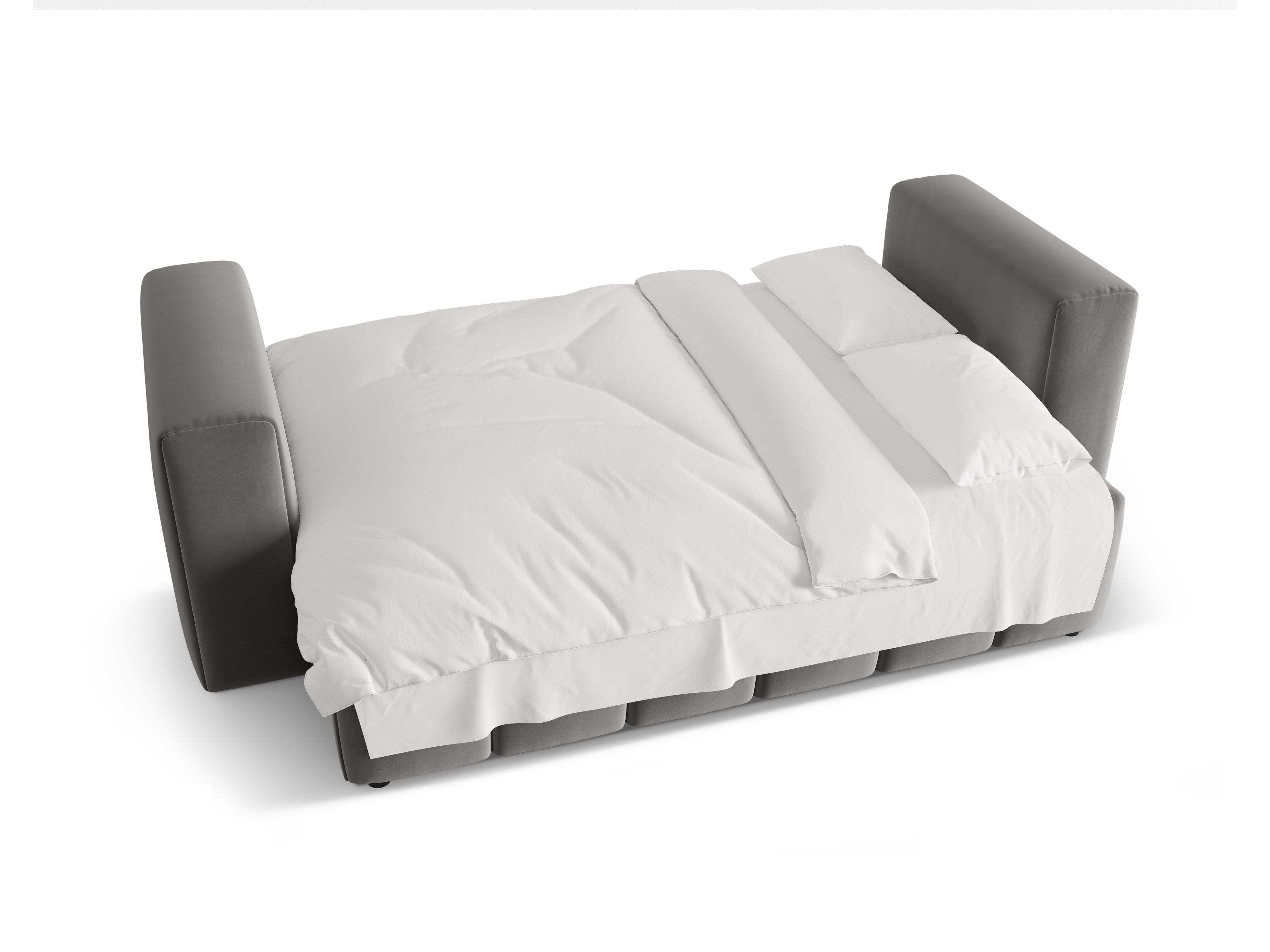 Sofa z jemného zamatového materiálu pre 3 osoby s funkciou spania VERONA šedá
