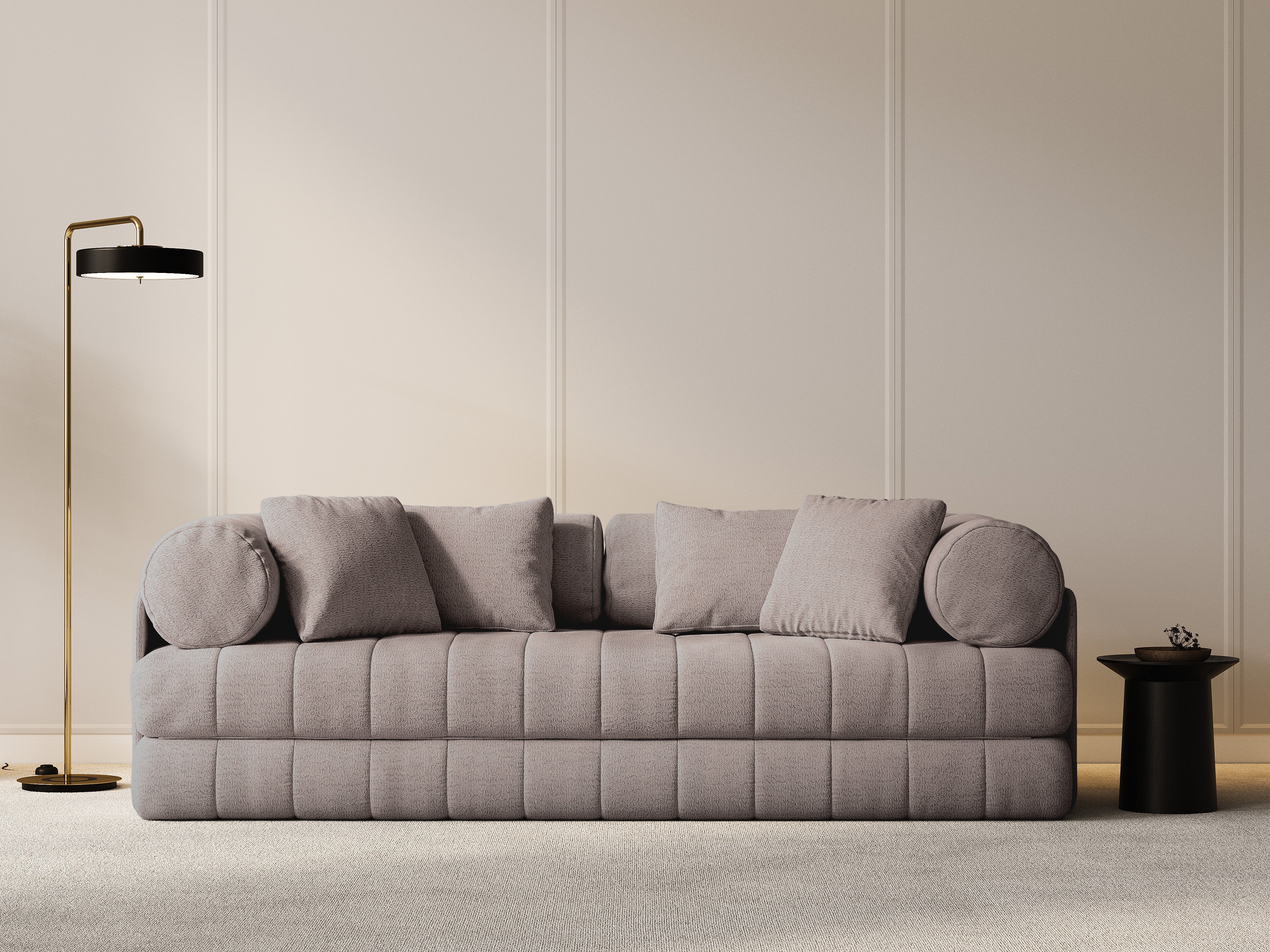 3-seater sofa with sleeping function KEMI sand bouclé